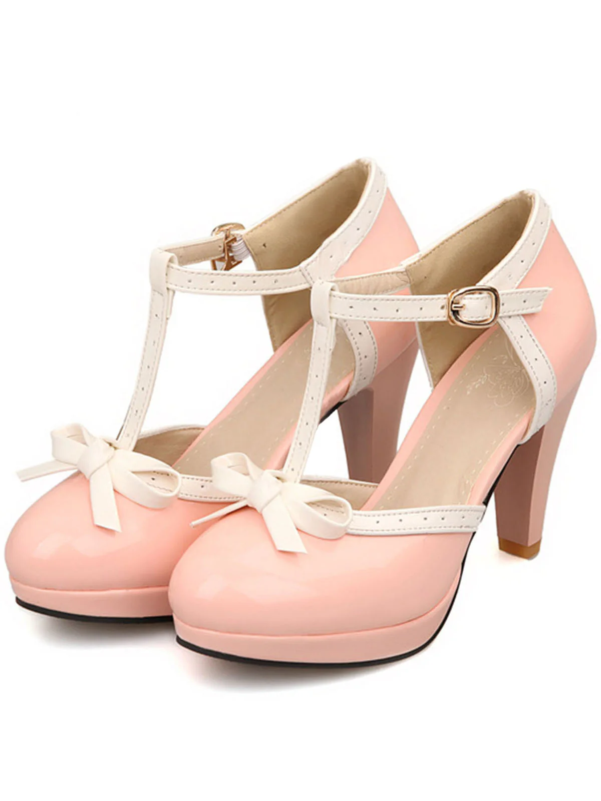 Retro Bow Décor High Heel Shoes - Image 3