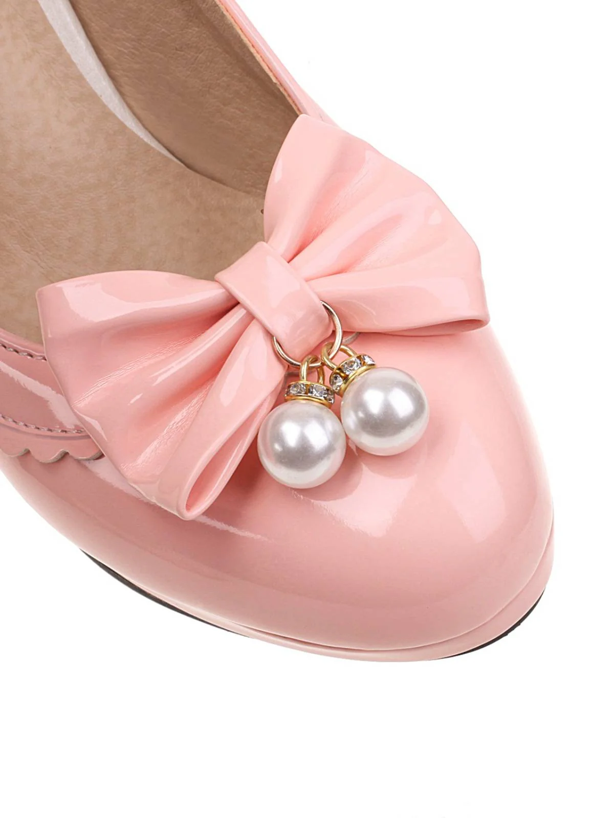 Retro Bow Pearl High Heels Shoes - Image 9