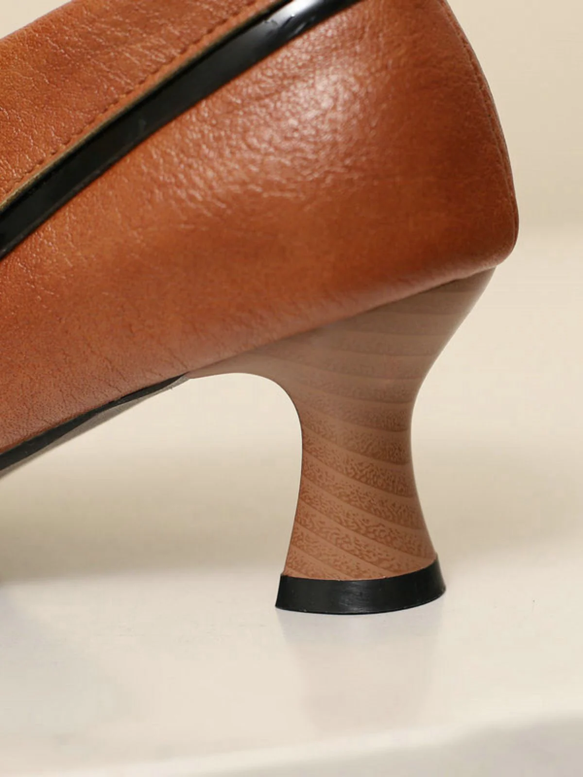 Retro Bow PU Round-Toe Chunky Heel Shoes - Image 28