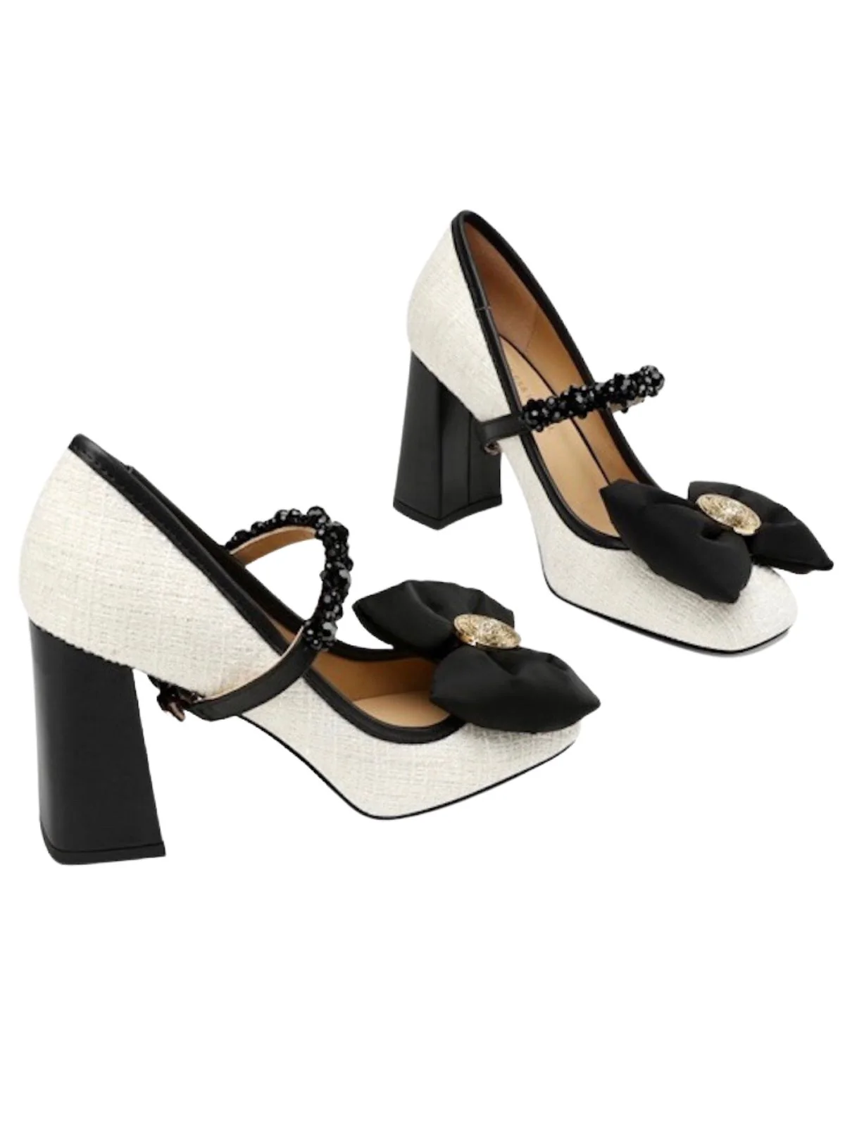 Retro Bowknot Chunky Heels Mary Jane Shoes - Image 3
