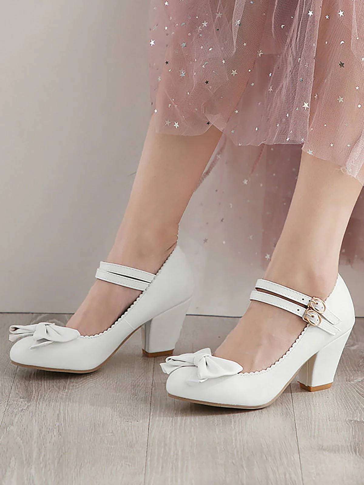 Retro Bowknot Double-Straps Shoes - Image 11
