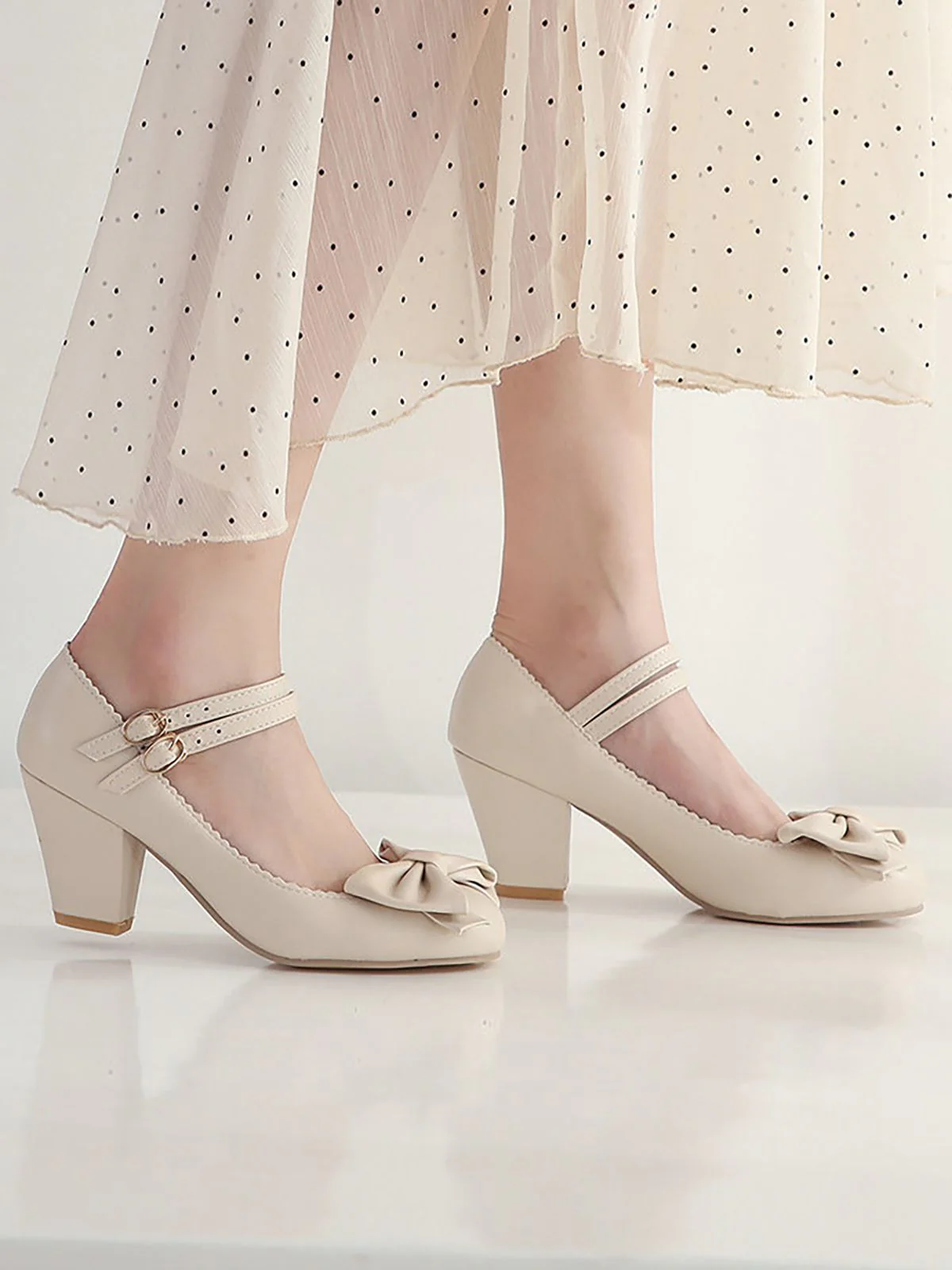 Retro Bowknot Double-Straps Shoes - Image 14