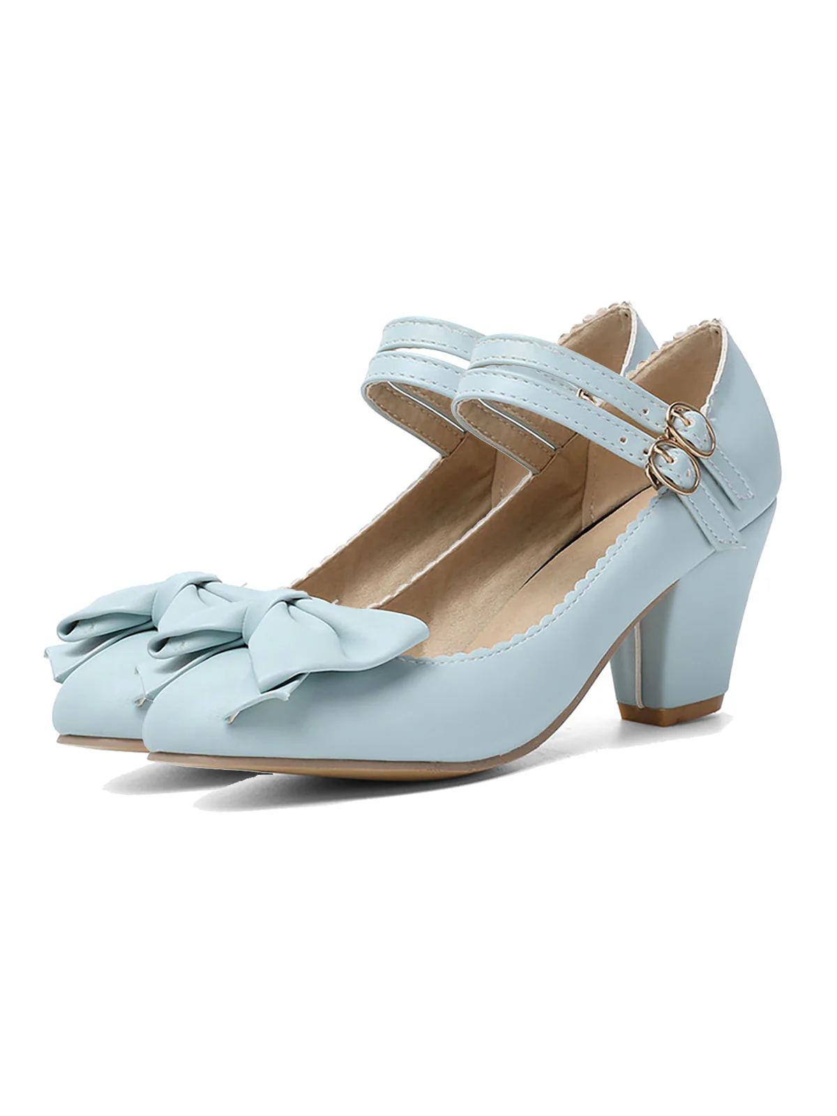 Retro Bowknot Double-Straps Shoes - Image 15