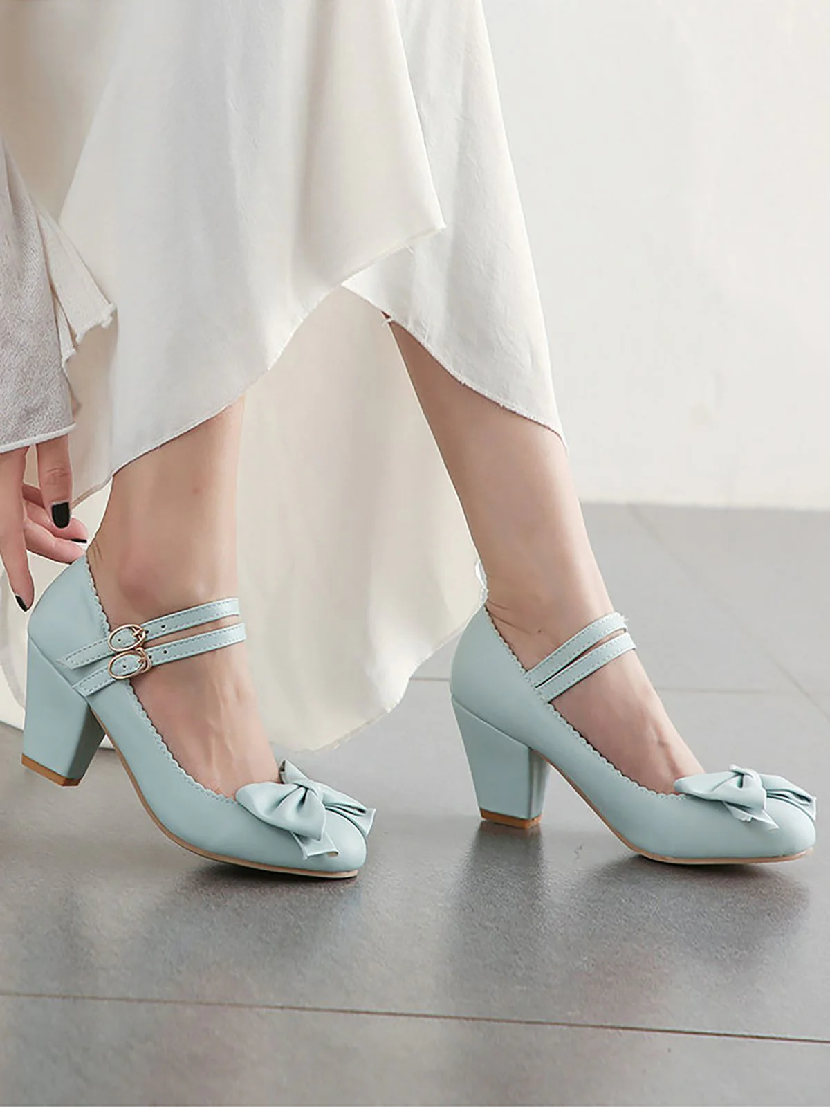 Retro Bowknot Double-Straps Shoes - Image 17