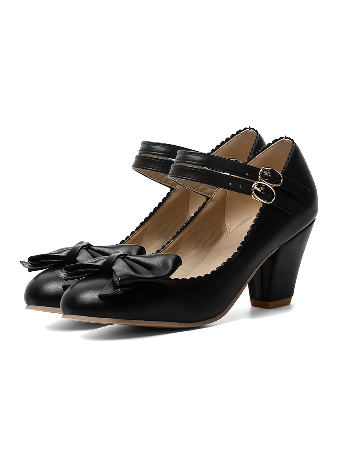 Retro Bowknot Double-Straps Shoes - Image 18