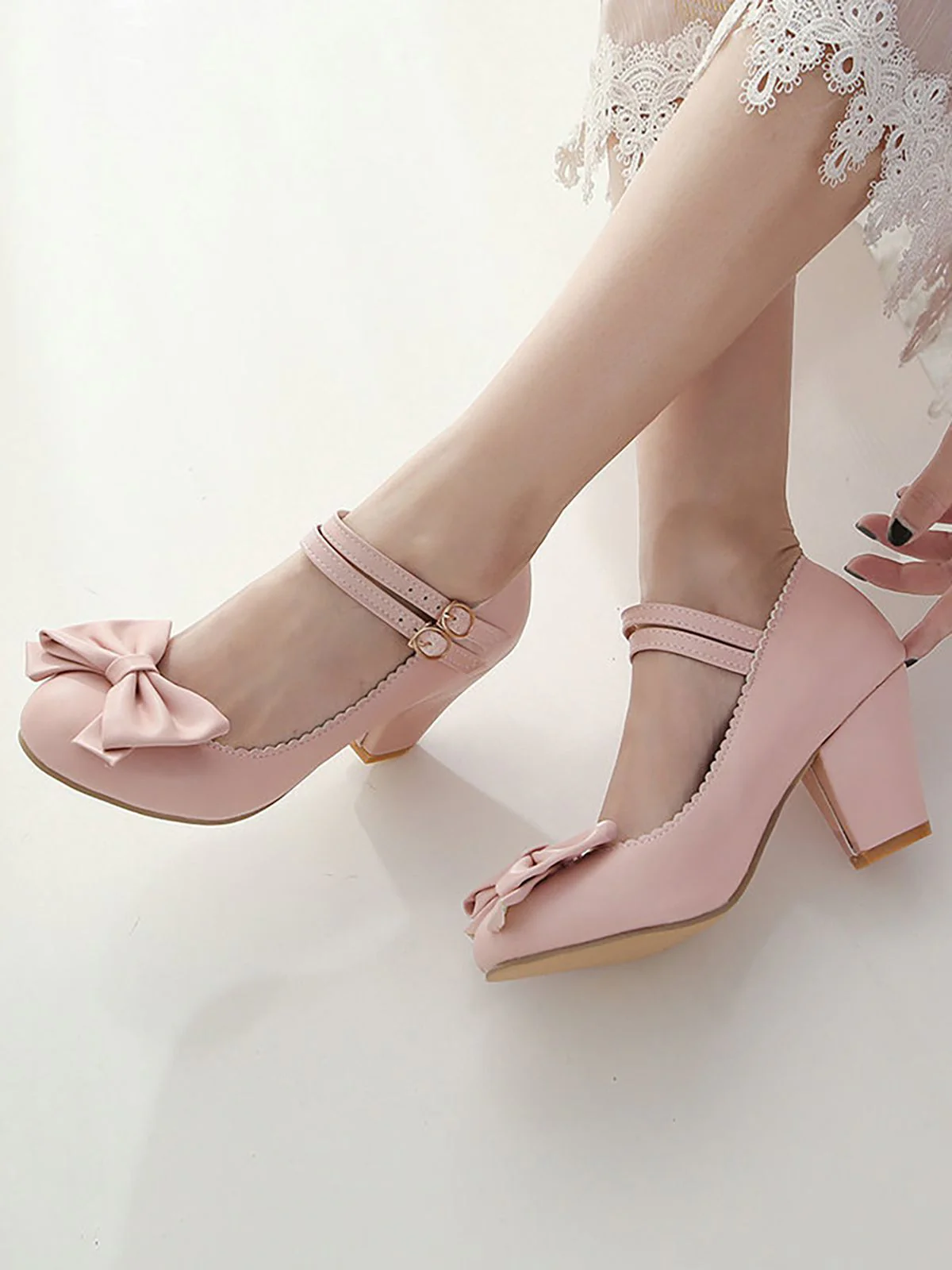 Retro Bowknot Double-Straps Shoes - Image 3
