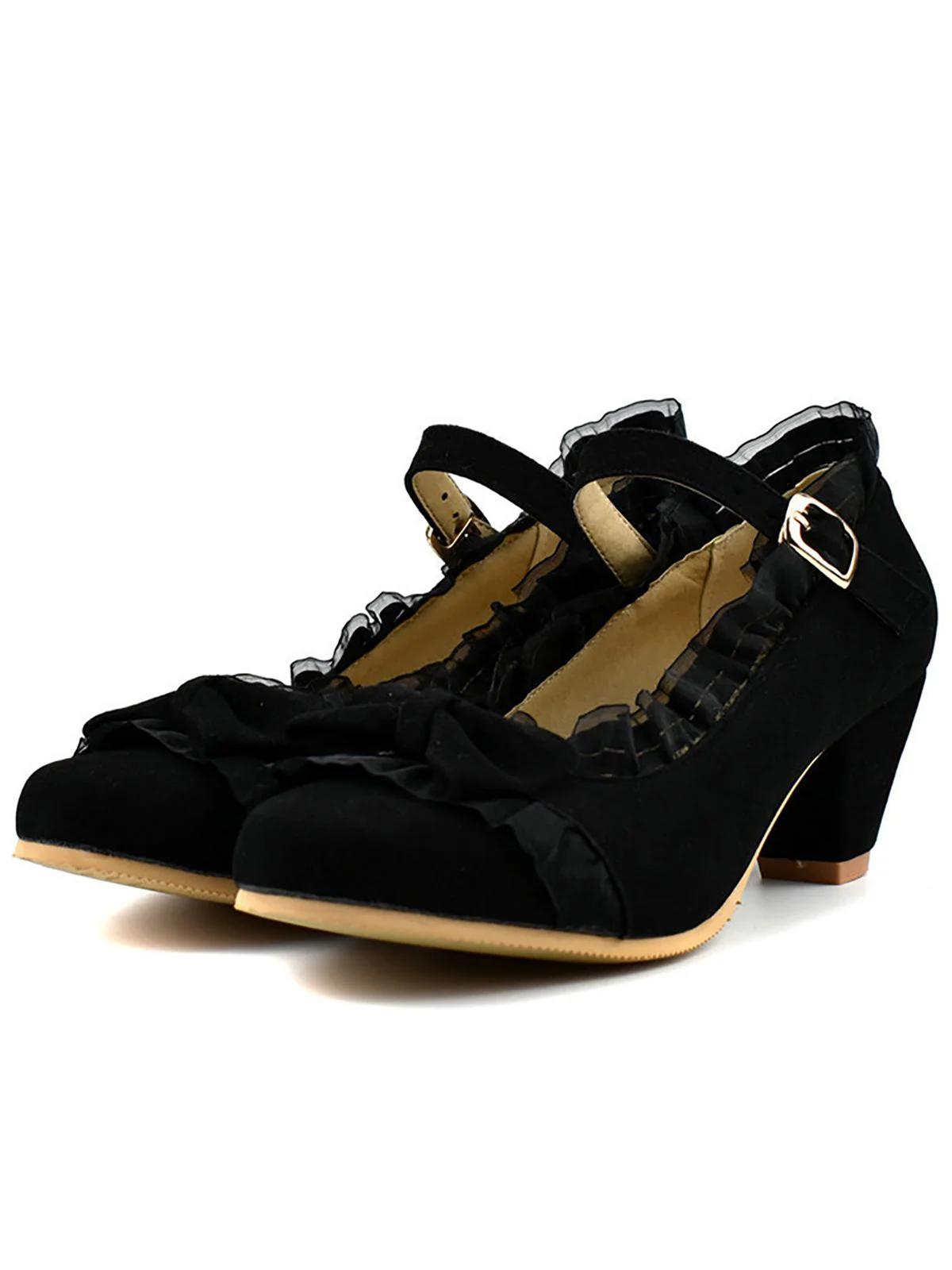 Retro Bowknot Lace High Heels Shoes - Image 2