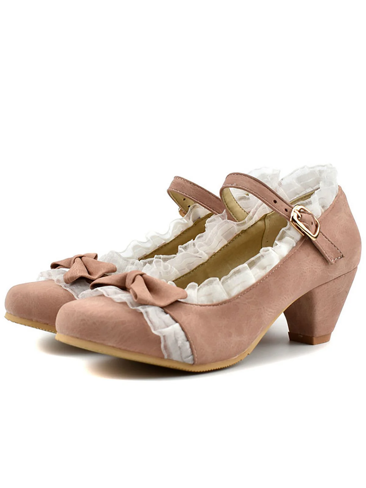 Retro Bowknot Lace High Heels Shoes - Image 7