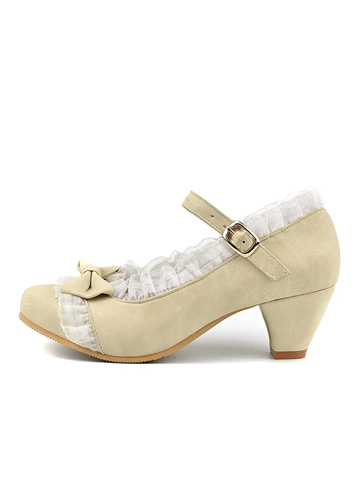 Retro Bowknot Lace High Heels Shoes - Image 9