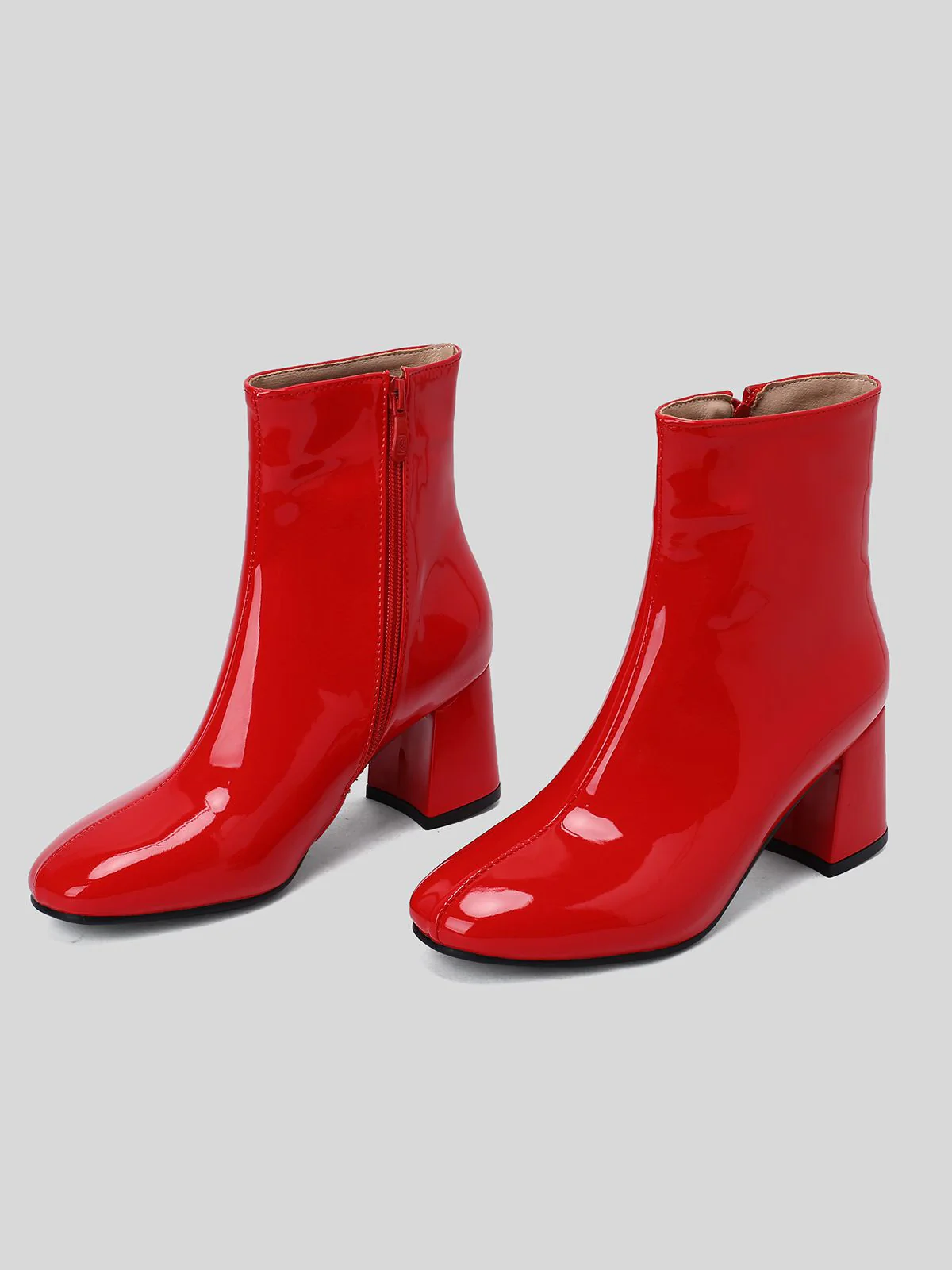 Retro Christmas Patent Leather Block Heel Ankle Boots - Image 10