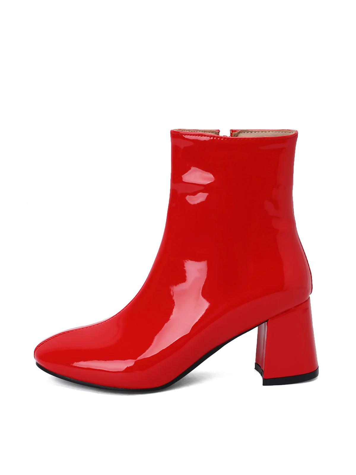 Retro Christmas Patent Leather Block Heel Ankle Boots - Image 11
