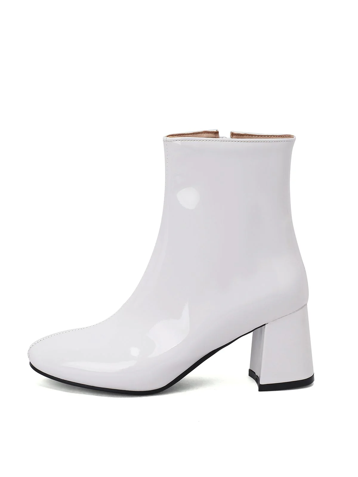 Retro Christmas Patent Leather Block Heel Ankle Boots - Image 2