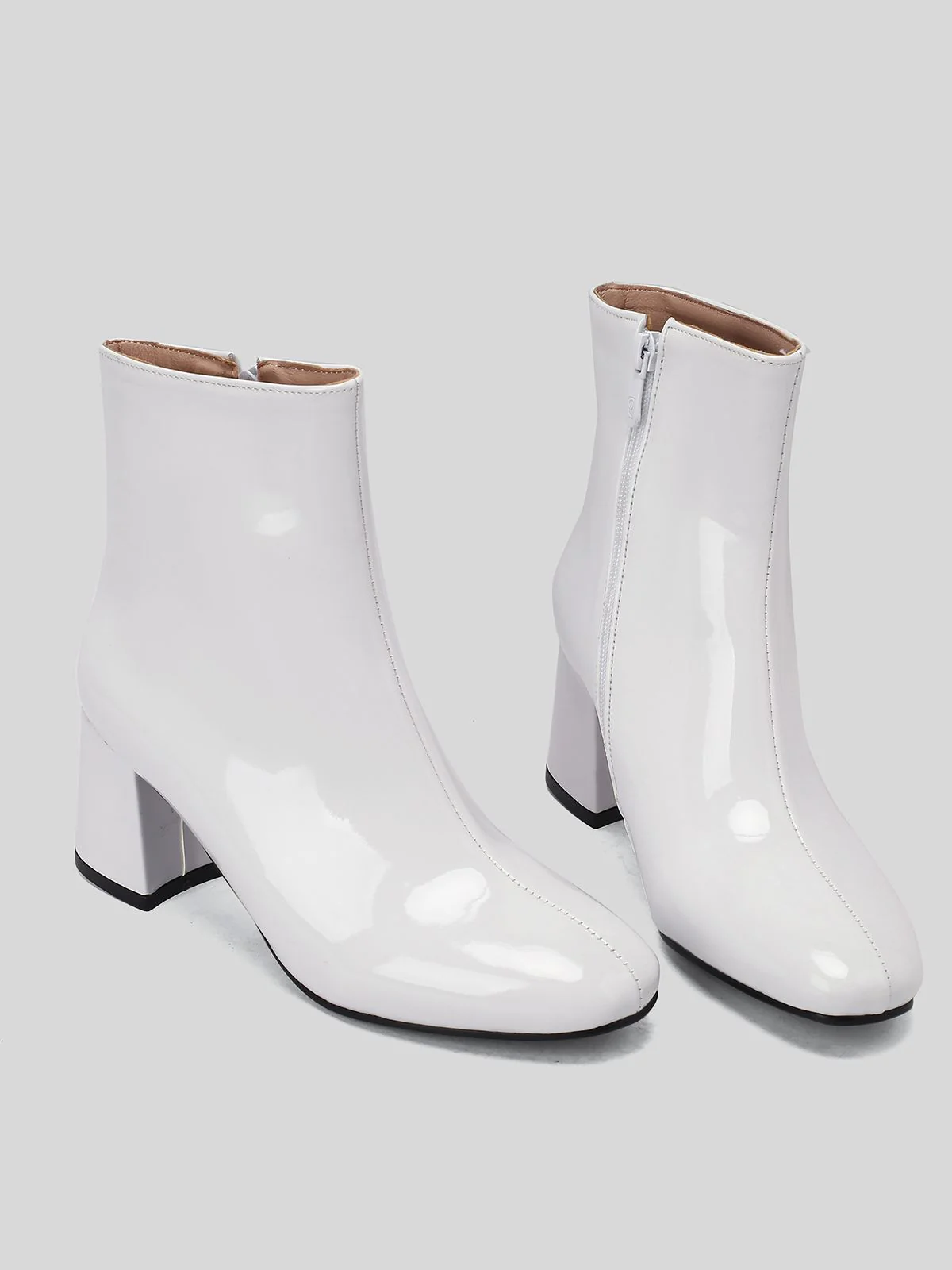 Retro Christmas Patent Leather Block Heel Ankle Boots - Image 3