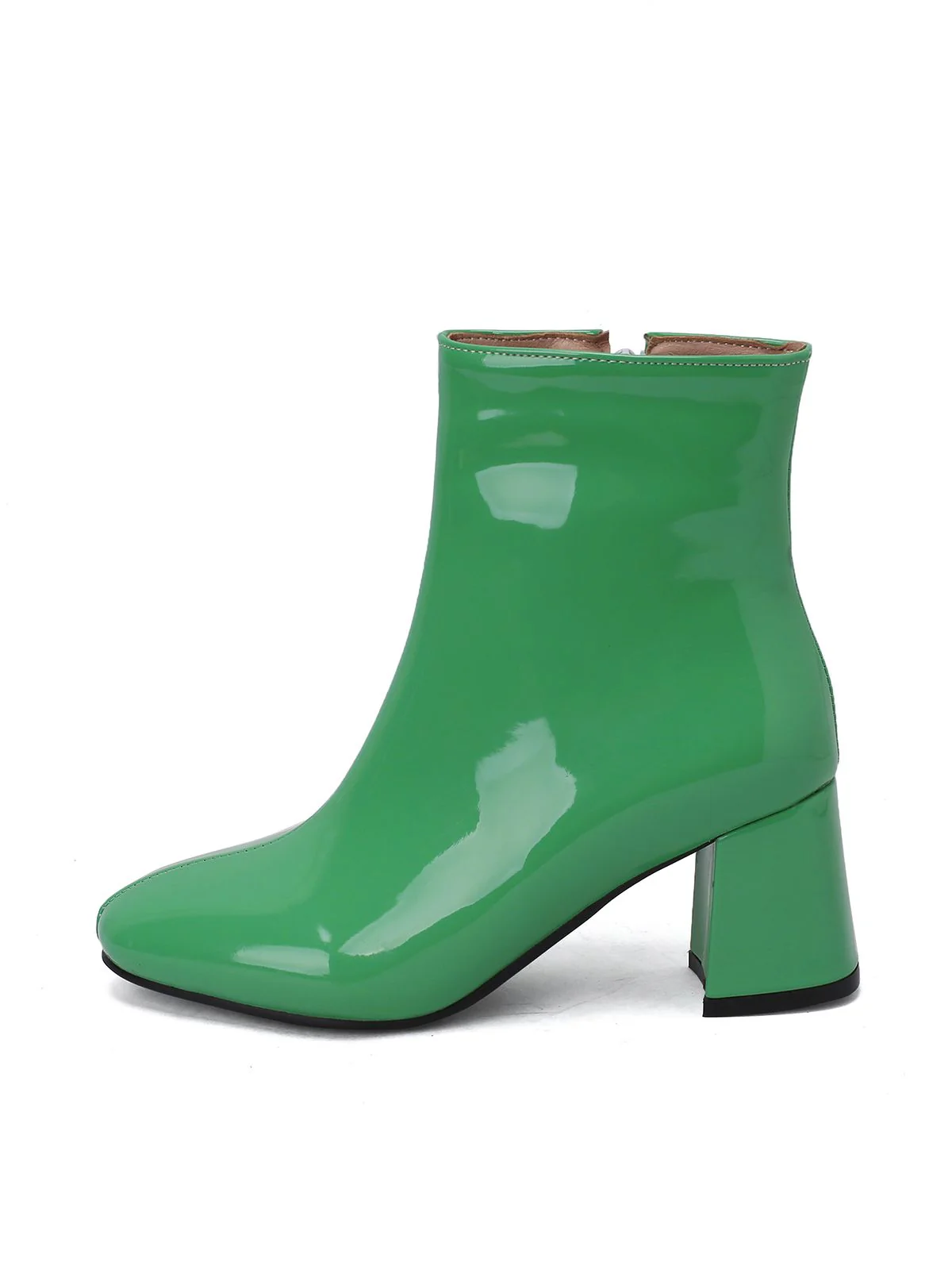 Retro Christmas Patent Leather Block Heel Ankle Boots - Image 5