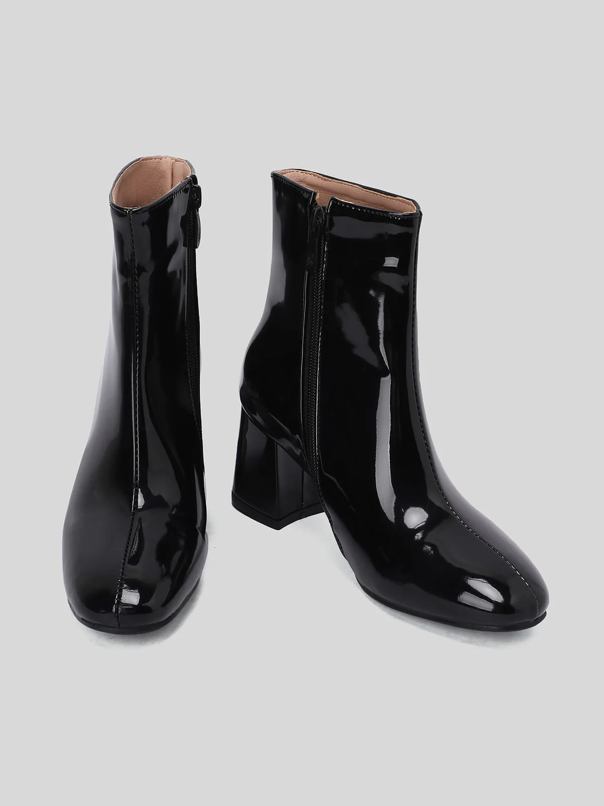 Retro Christmas Patent Leather Block Heel Ankle Boots - Image 7
