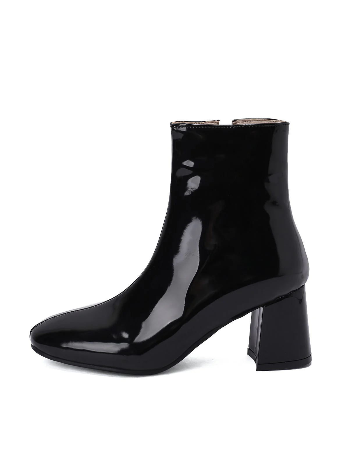 Retro Christmas Patent Leather Block Heel Ankle Boots - Image 8