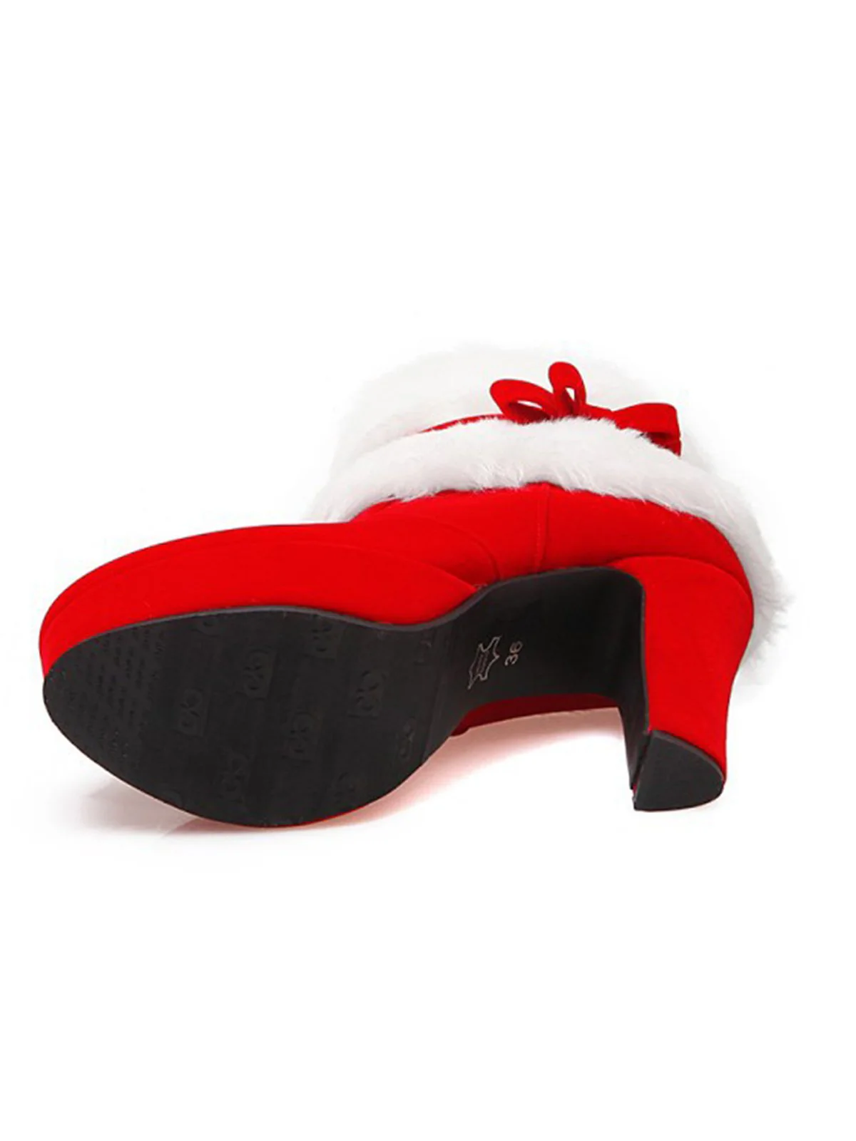 Retro Christmas Short Plush High Heel Shoes - Image 10