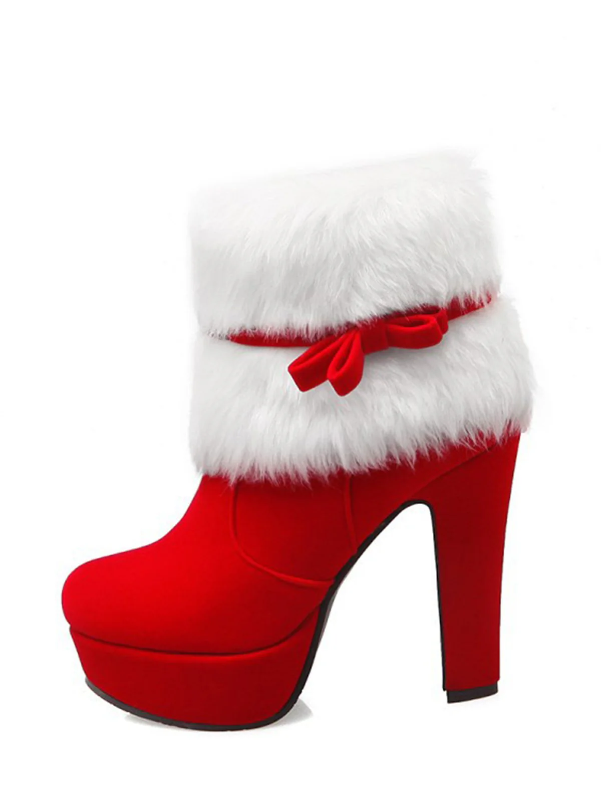 Retro Christmas Short Plush High Heel Shoes - Image 12