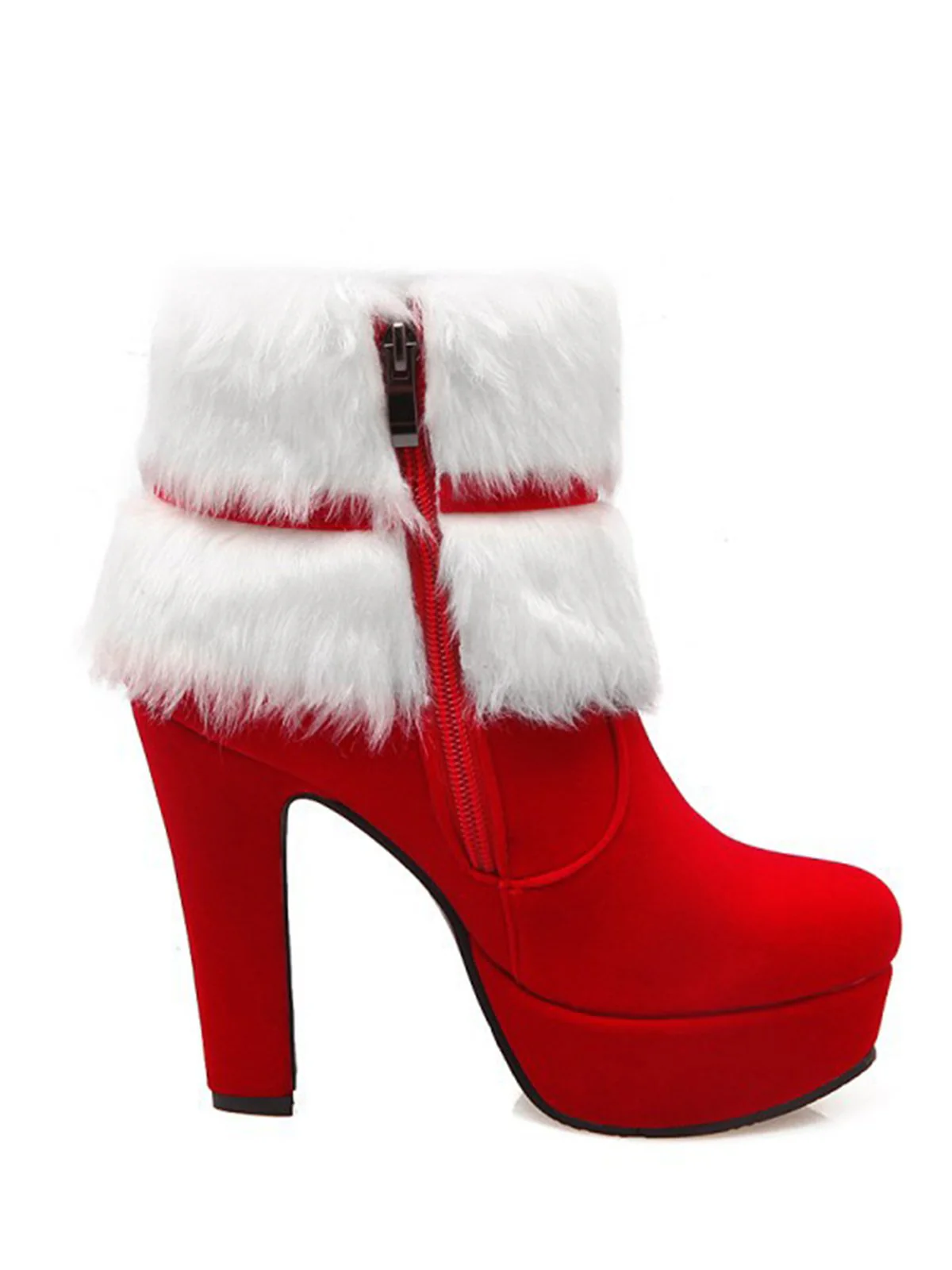 Retro Christmas Short Plush High Heel Shoes - Image 15
