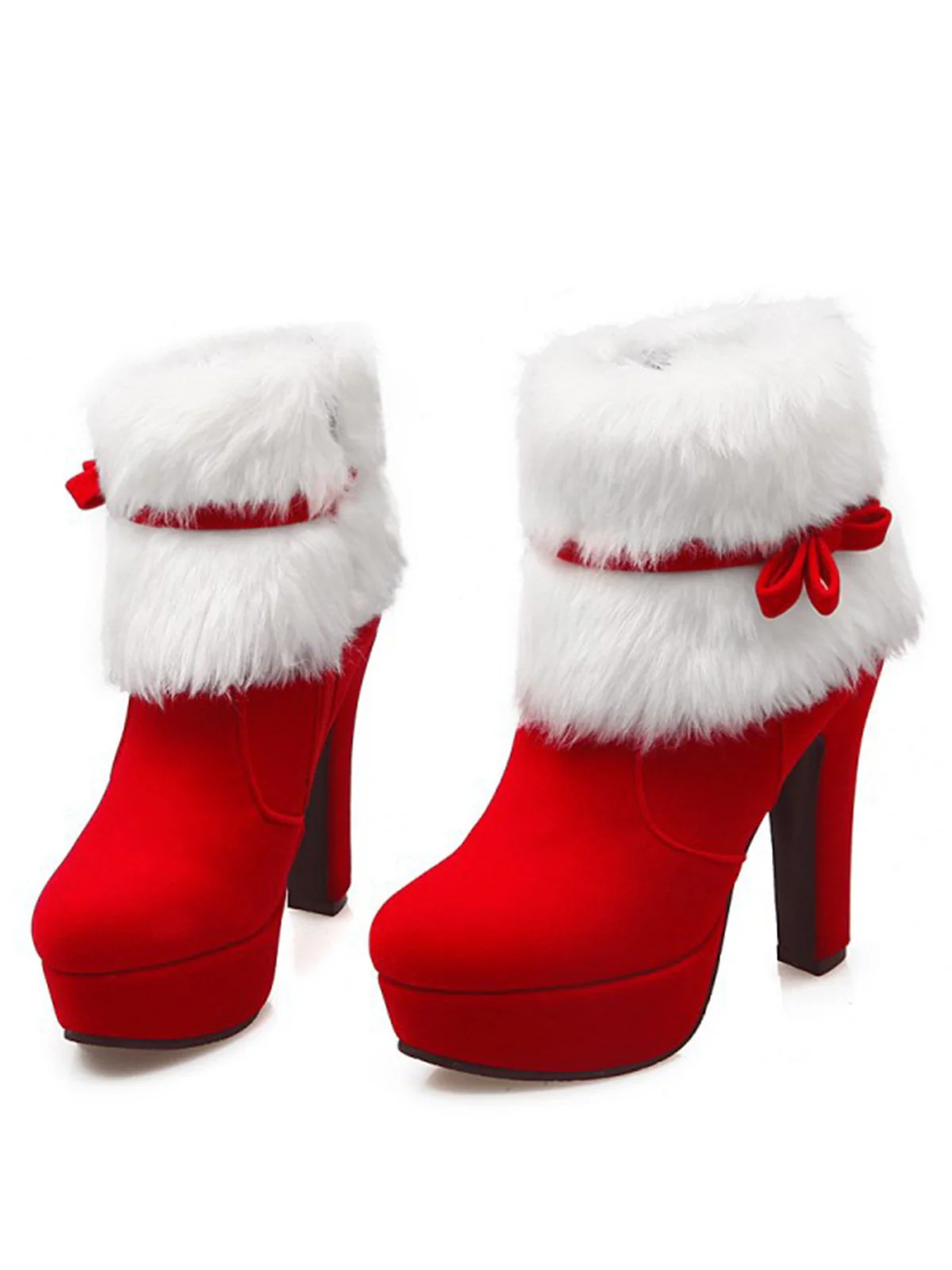 Retro Christmas Short Plush High Heel Shoes - Image 16