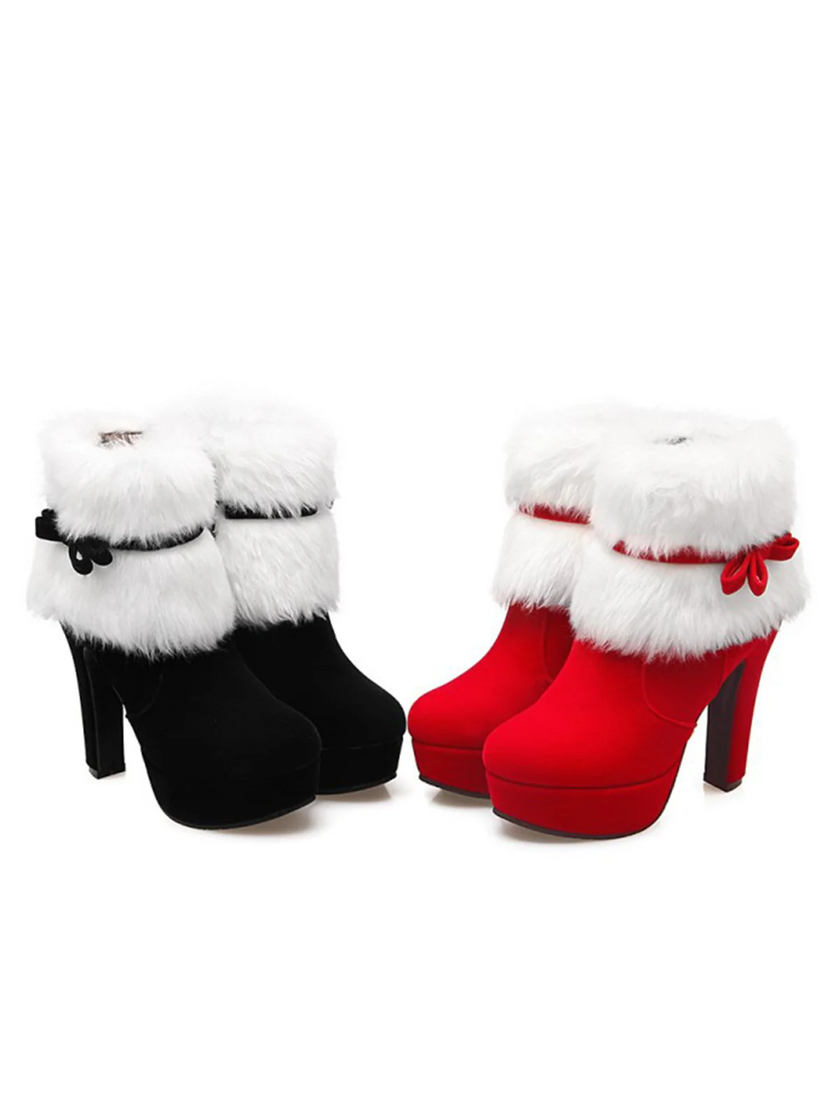 Retro Christmas Short Plush High Heel Shoes - Image 17