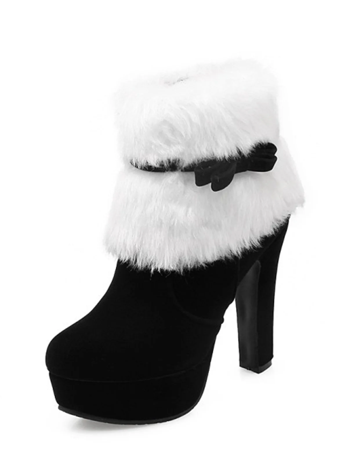 Retro Christmas Short Plush High Heel Shoes - Image 2