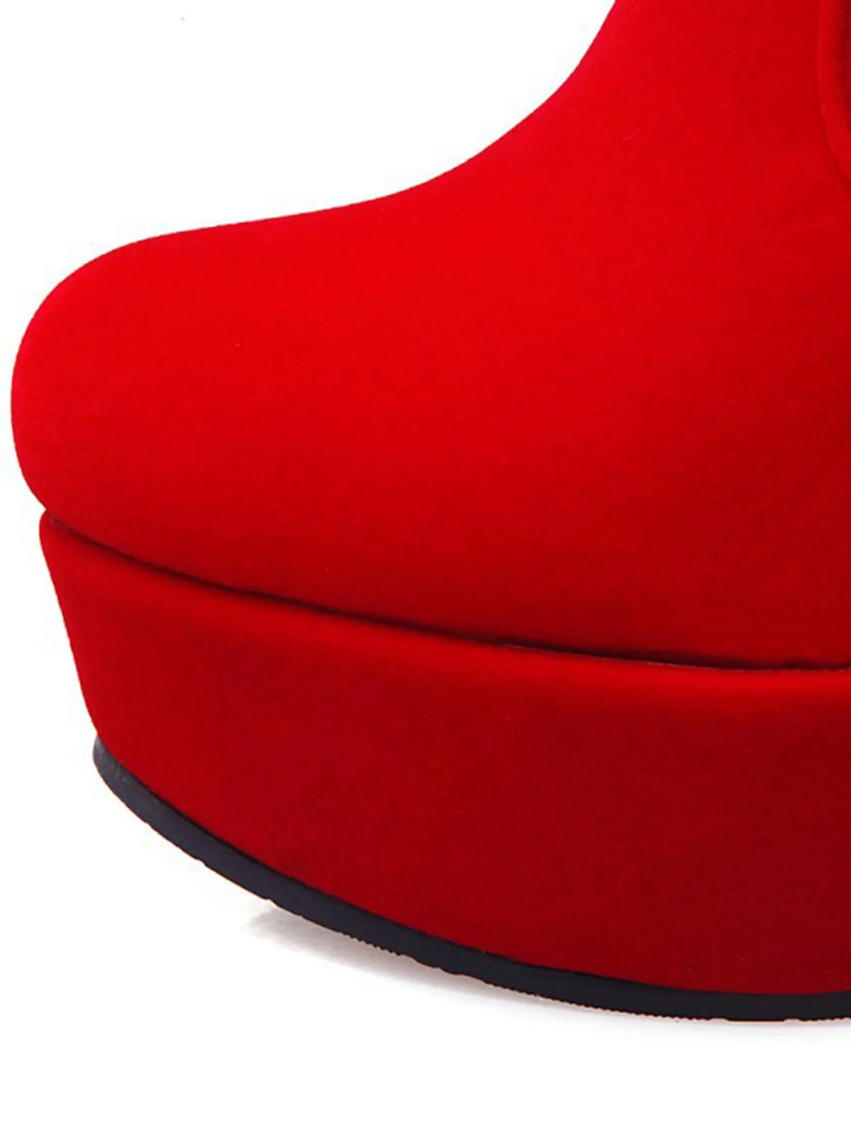 Retro Christmas Short Plush High Heel Shoes - Image 7