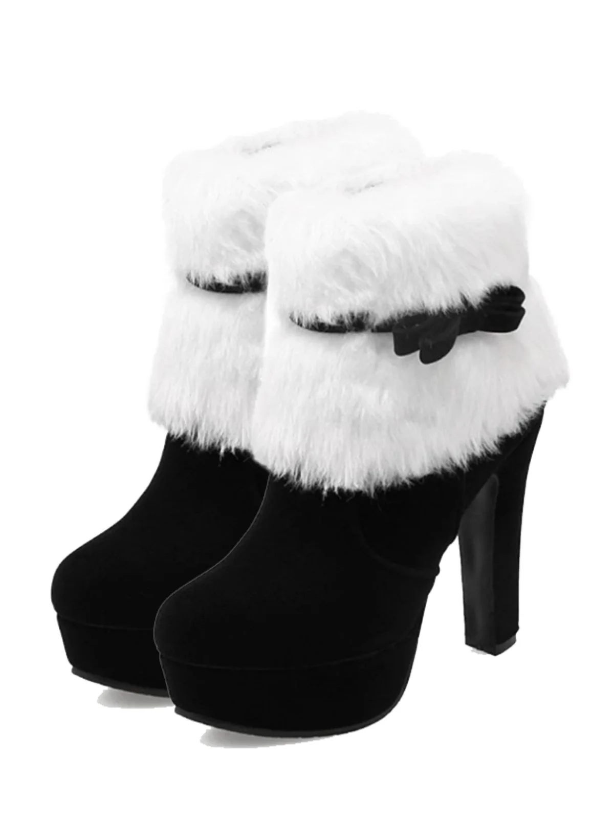 Retro Christmas Short Plush High Heel Shoes - Image 13
