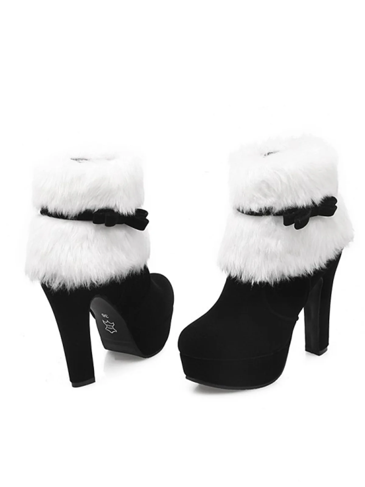 Retro Christmas Short Plush High Heel Shoes - Image 16