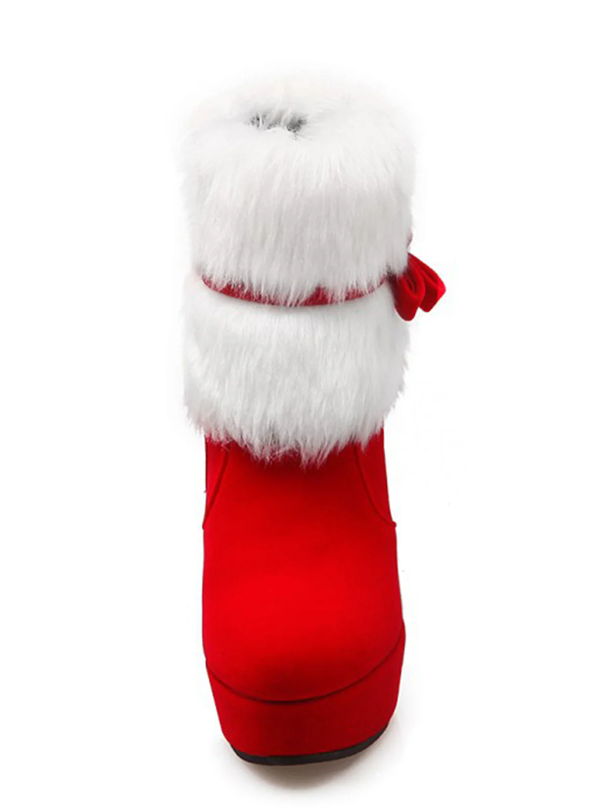 Retro Christmas Short Plush High Heel Shoes - Image 5