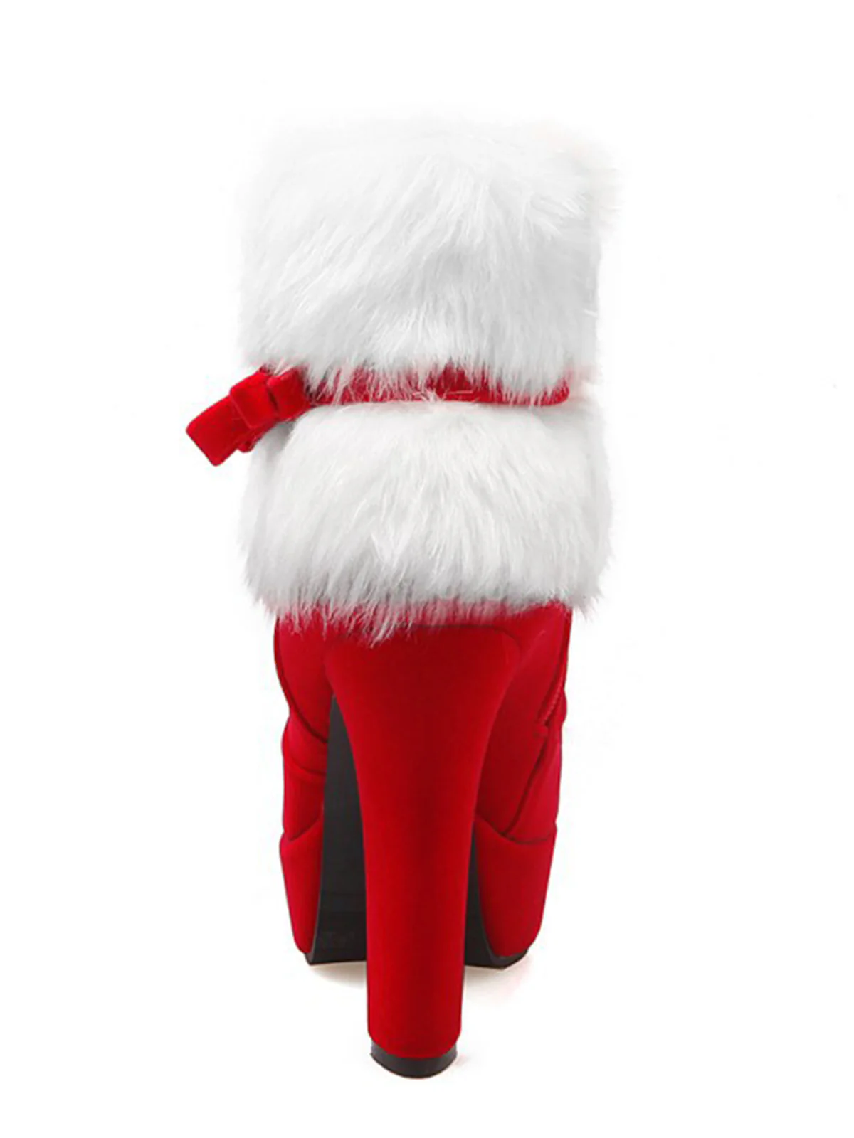 Retro Christmas Short Plush High Heel Shoes - Image 7