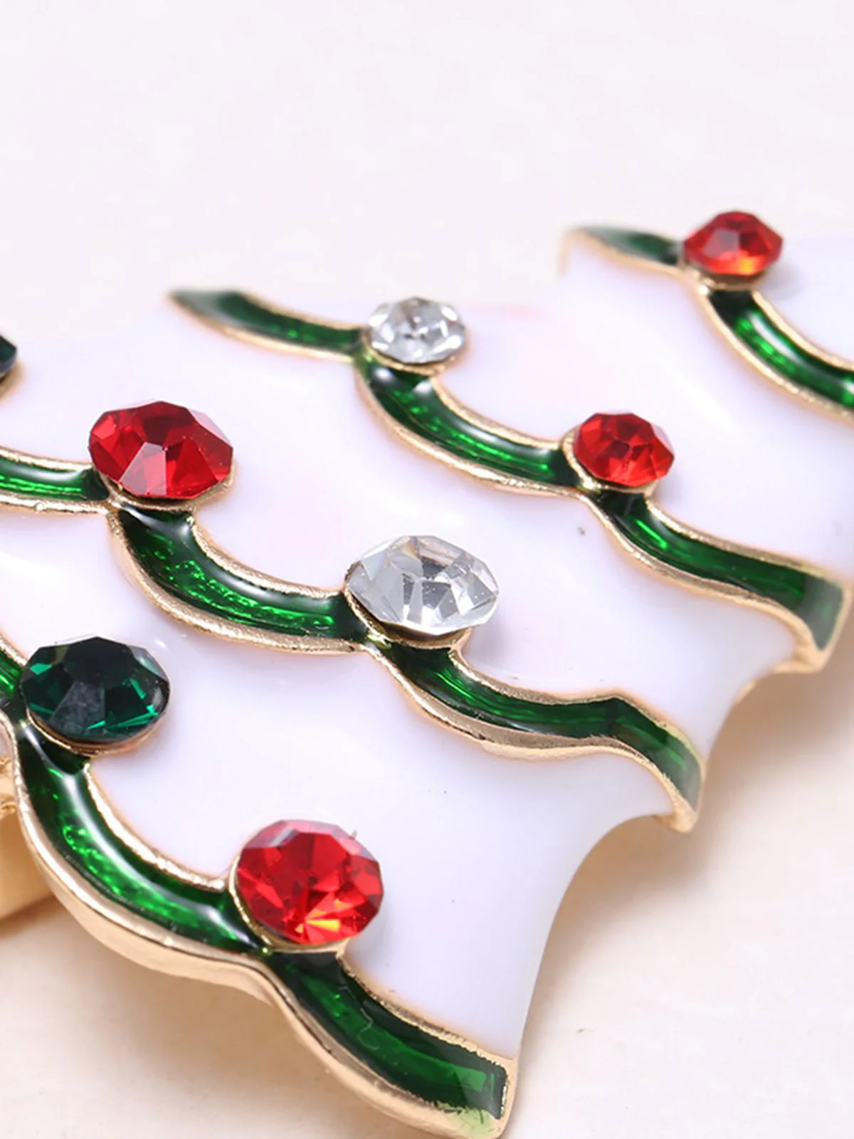 Retro Christmas Trees Rhinestone Brooch - Image 2