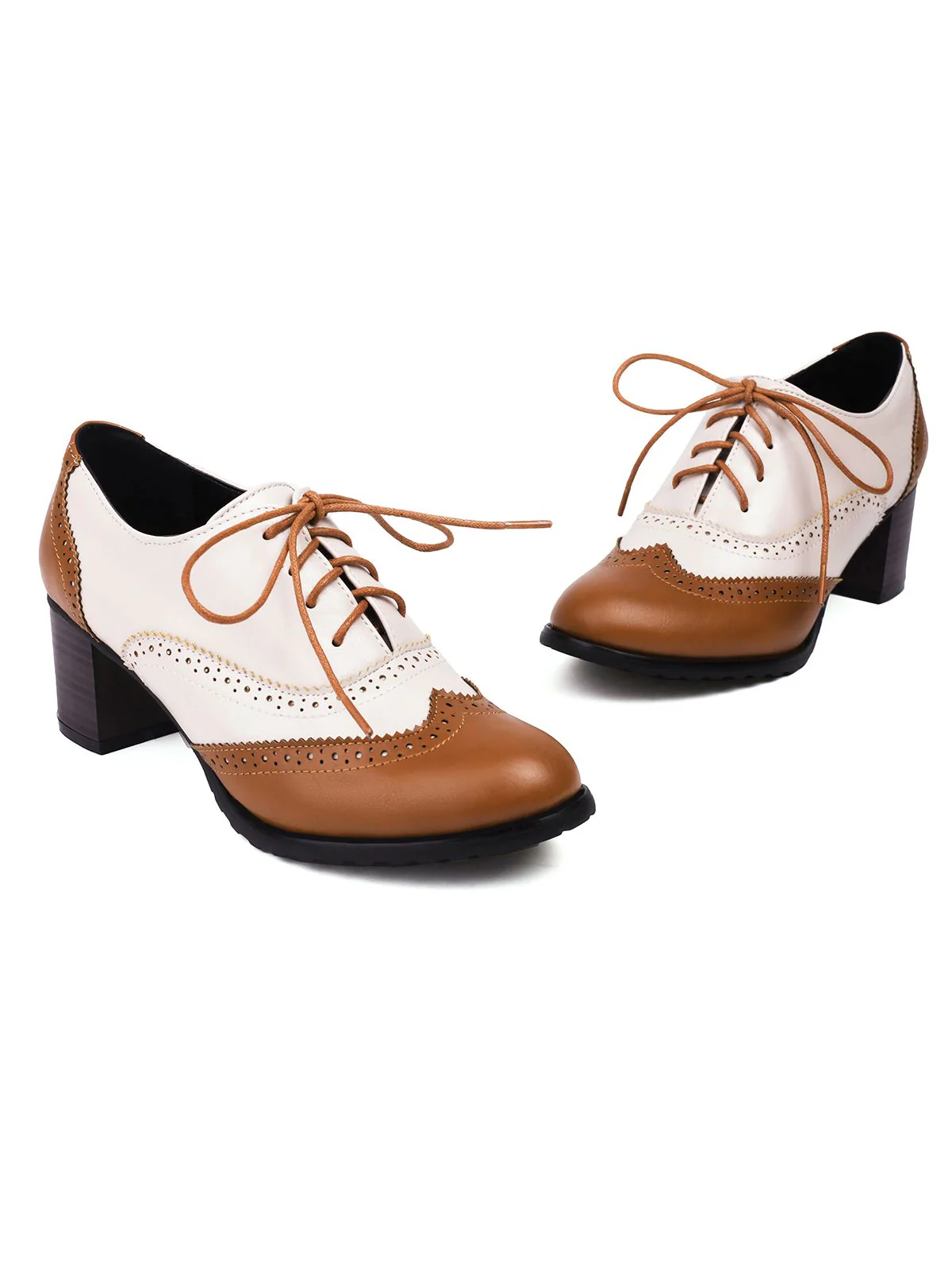 Retro Colorblock High Heel Ankle Boots - Image 4