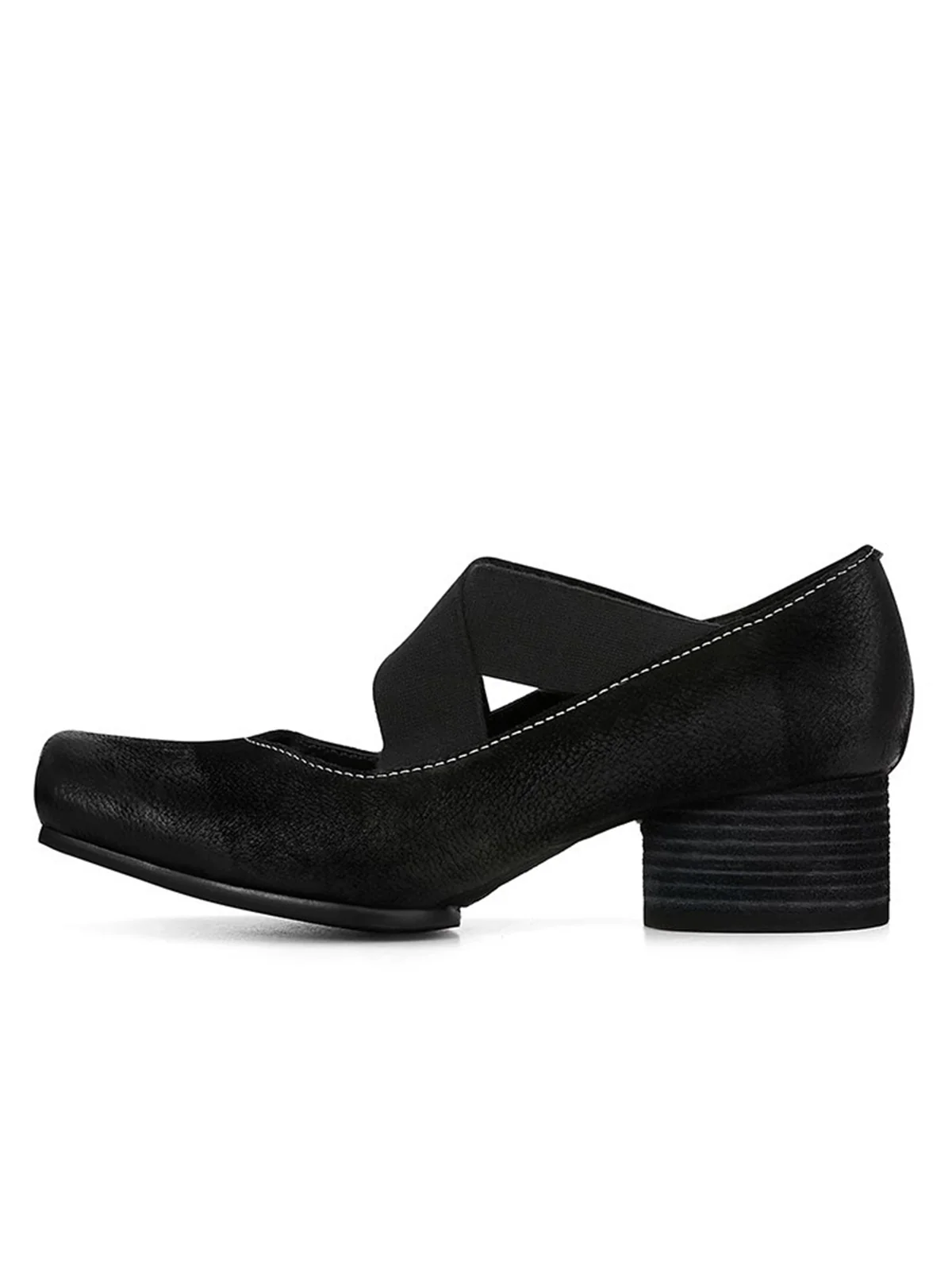 Retro Cross-Strap High Block Heels Shoes - Image 3