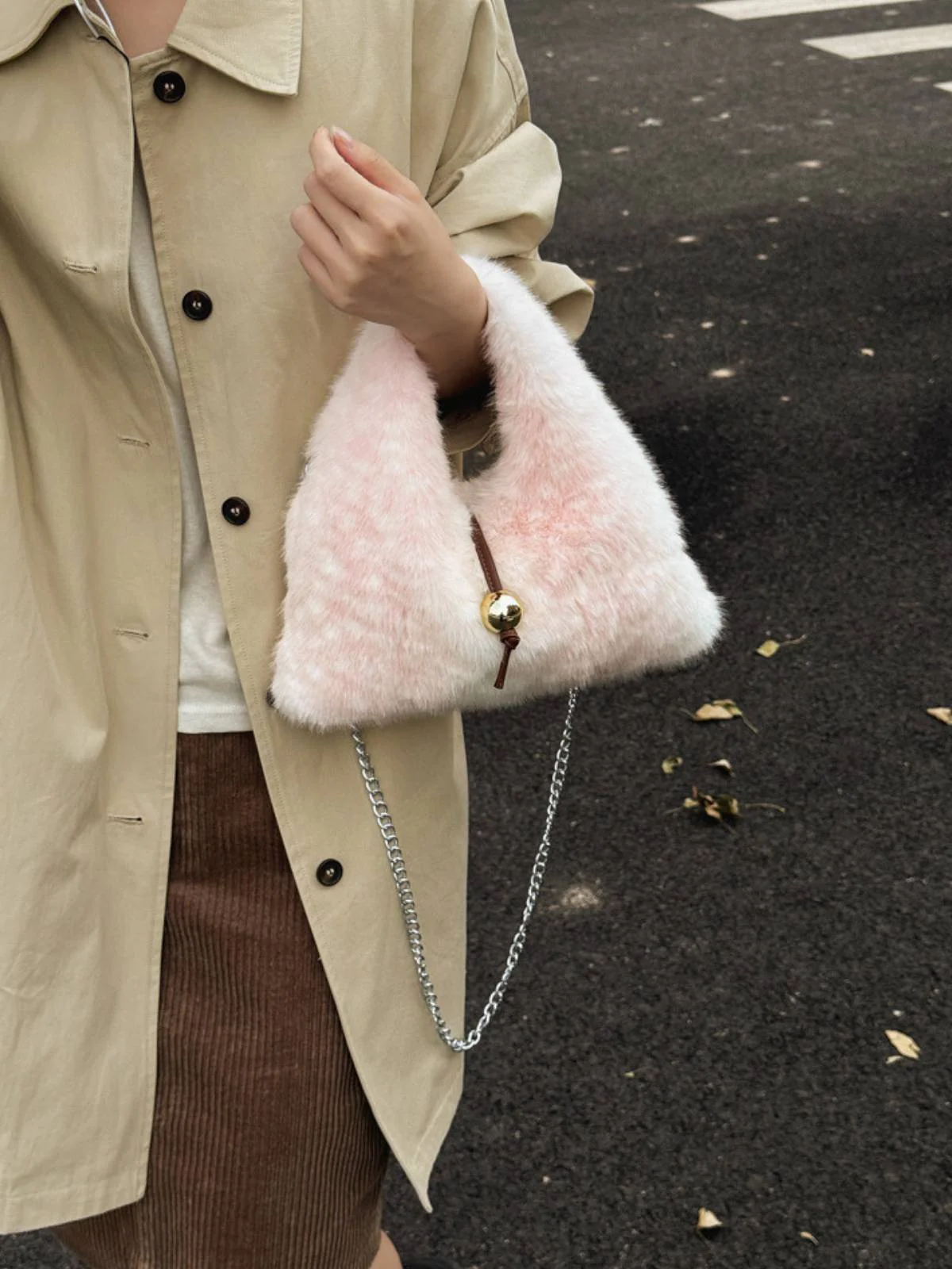 Retro Deer Style Bell Faux Fur Bag - Image 15