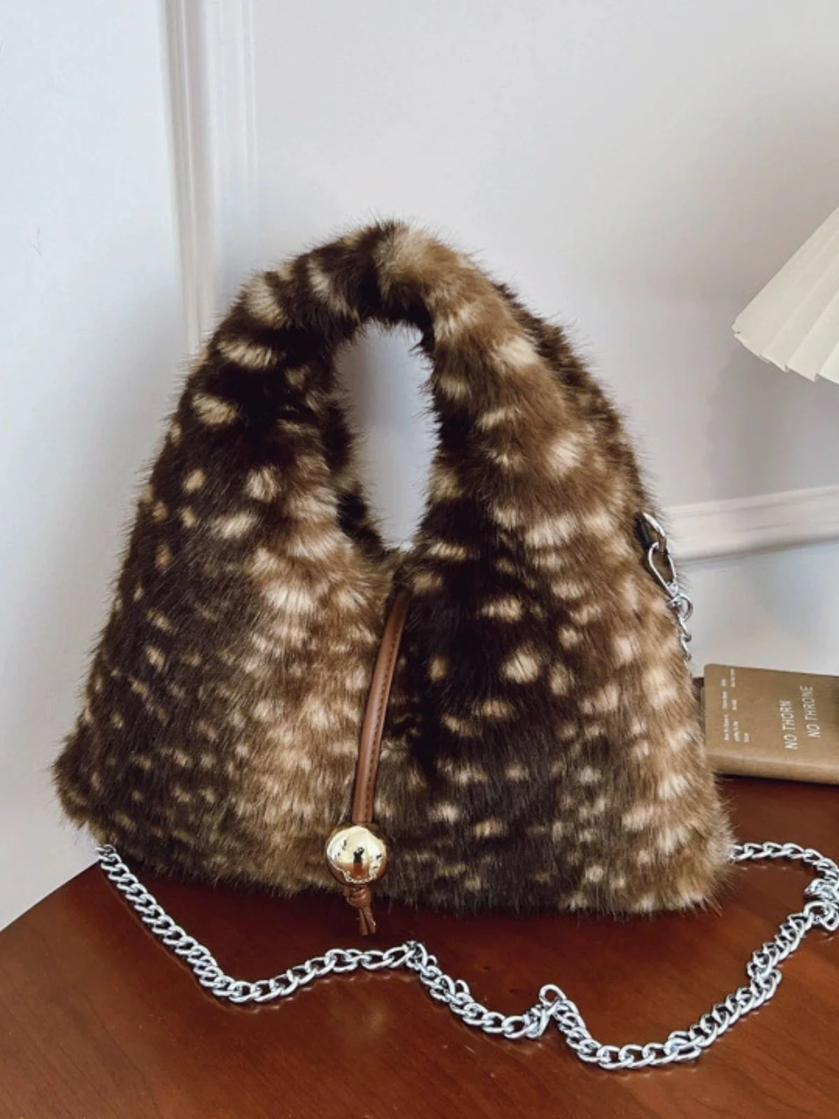 Retro Deer Style Bell Faux Fur Bag - Image 3