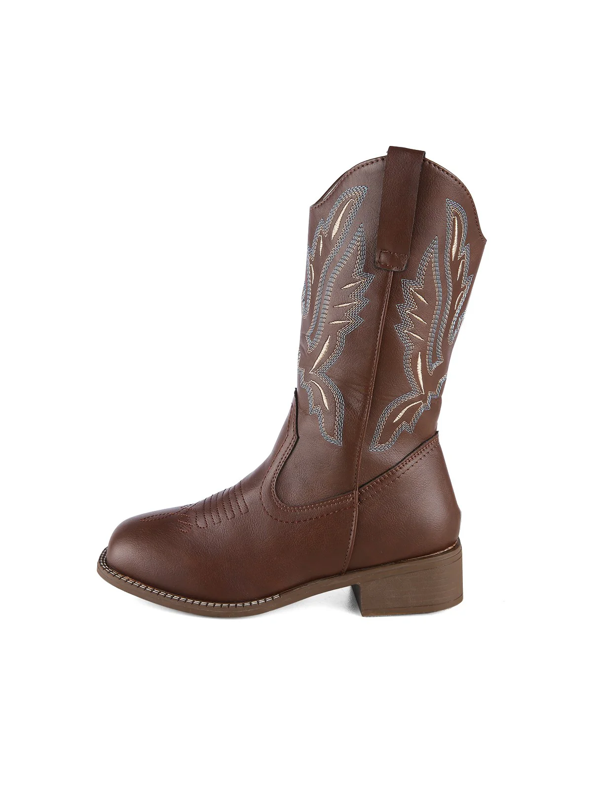 Retro Embroidered Leather Calf Cowboy Boots - Image 11