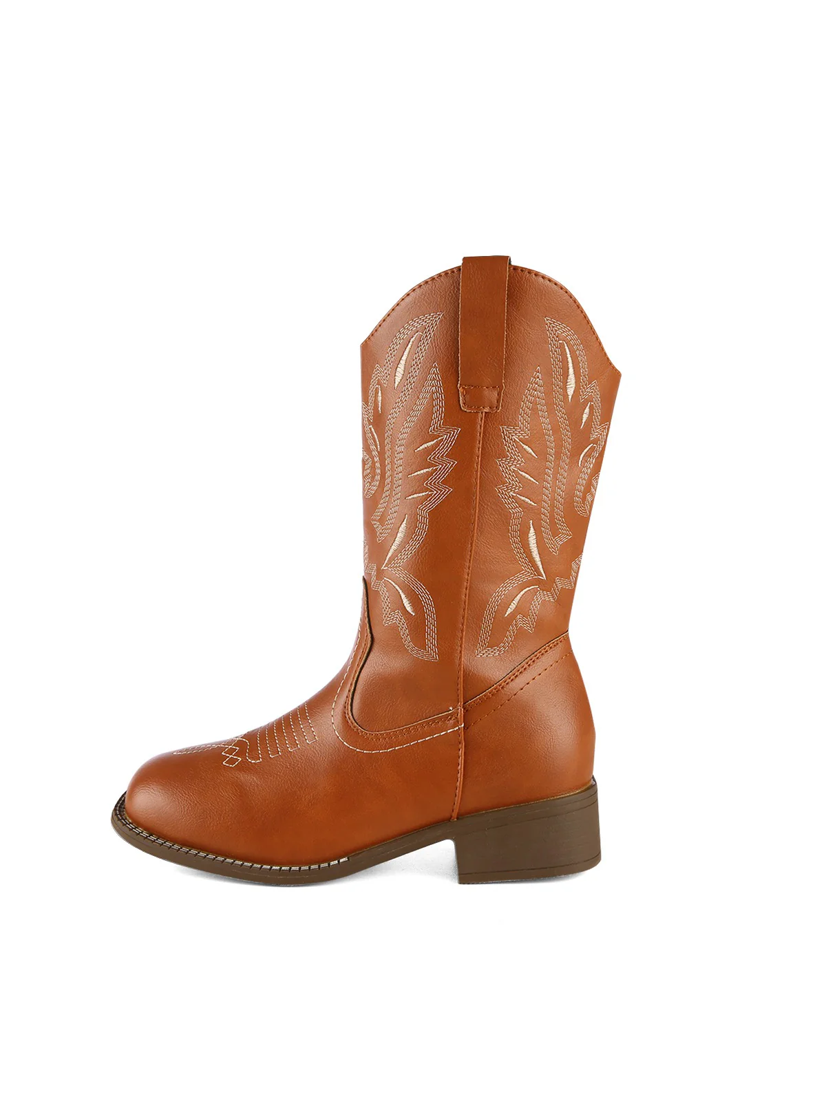 Retro Embroidered Leather Calf Cowboy Boots - Image 4