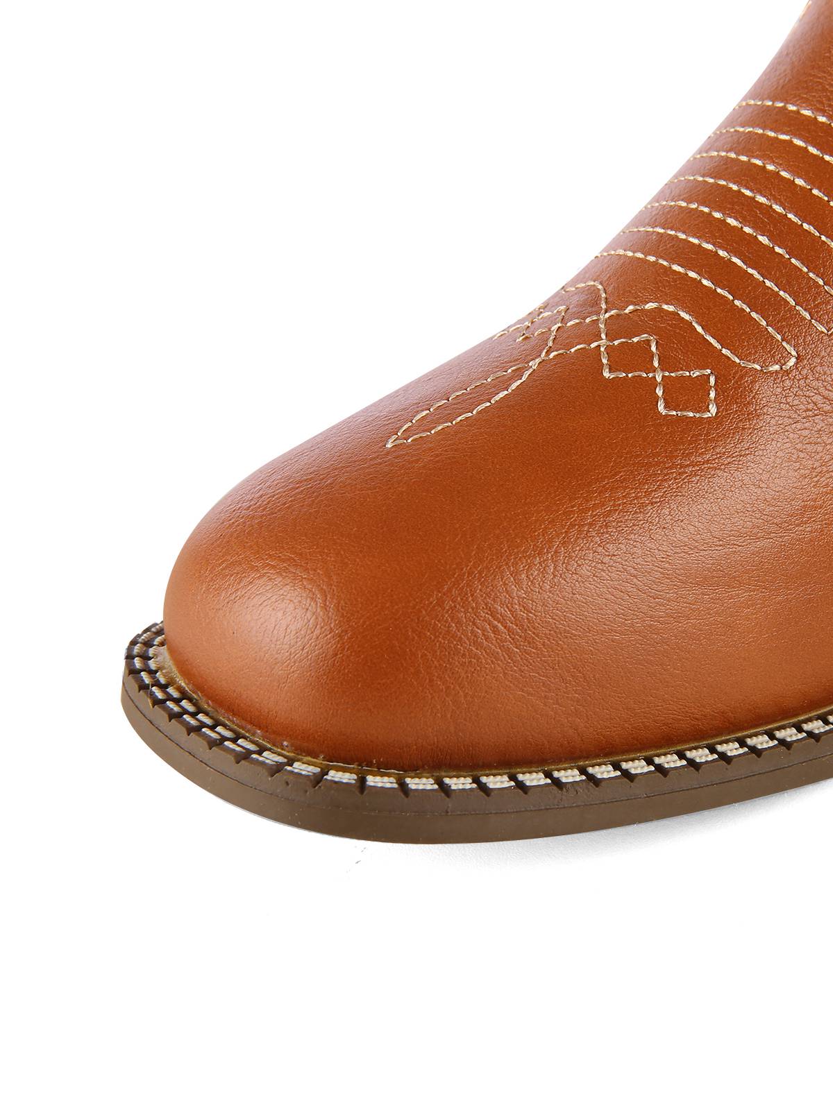 Retro Embroidered Leather Calf Cowboy Boots - Image 7