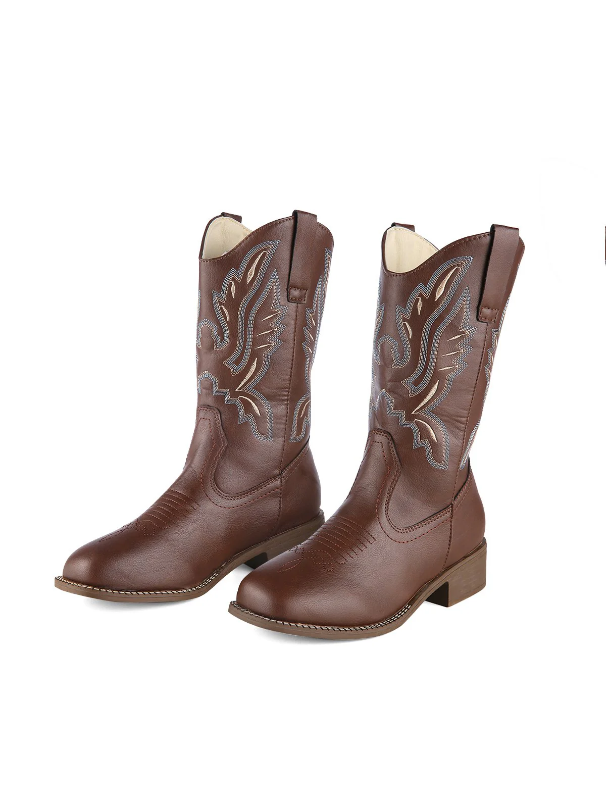 Retro Embroidered Leather Calf Cowboy Boots - Image 8
