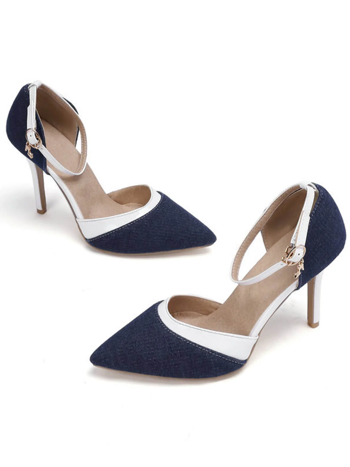Retro Fabric Pointed High Heel Shoes - Image 5