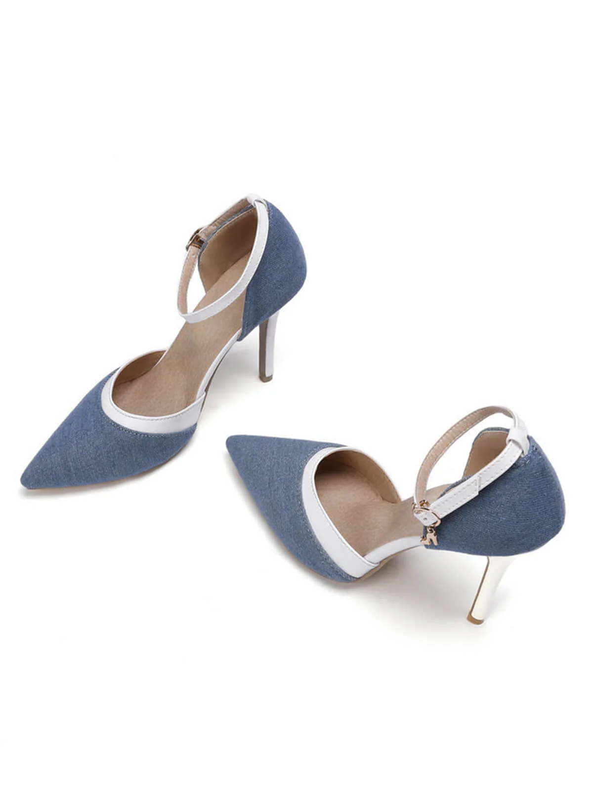 Retro Fabric Pointed High Heel Shoes - Image 7
