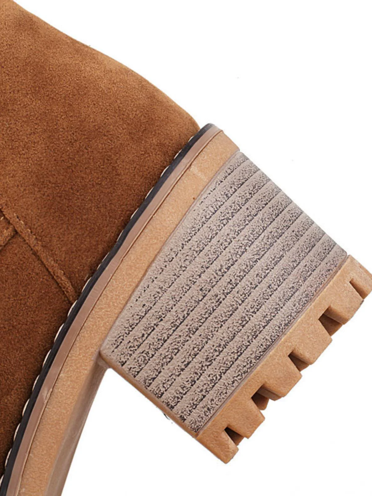 Retro Fleece Solid Color Chunky Heel Boots - Image 10