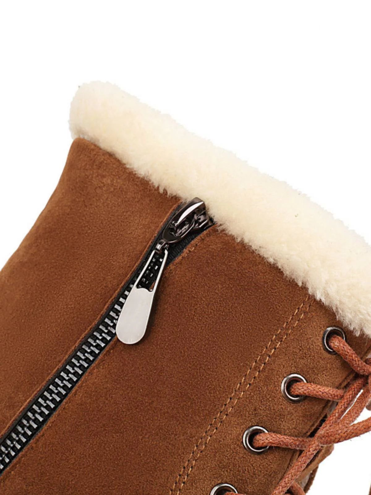 Retro Fleece Solid Color Chunky Heel Boots - Image 9