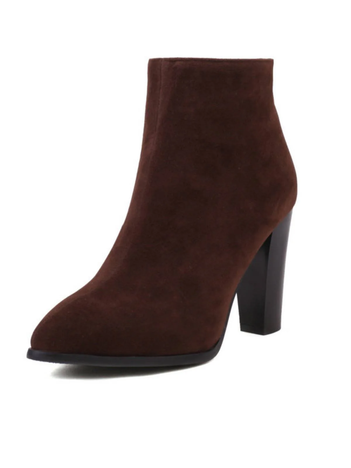 Retro Fleece Solid Color High Heel Boots - Image 2