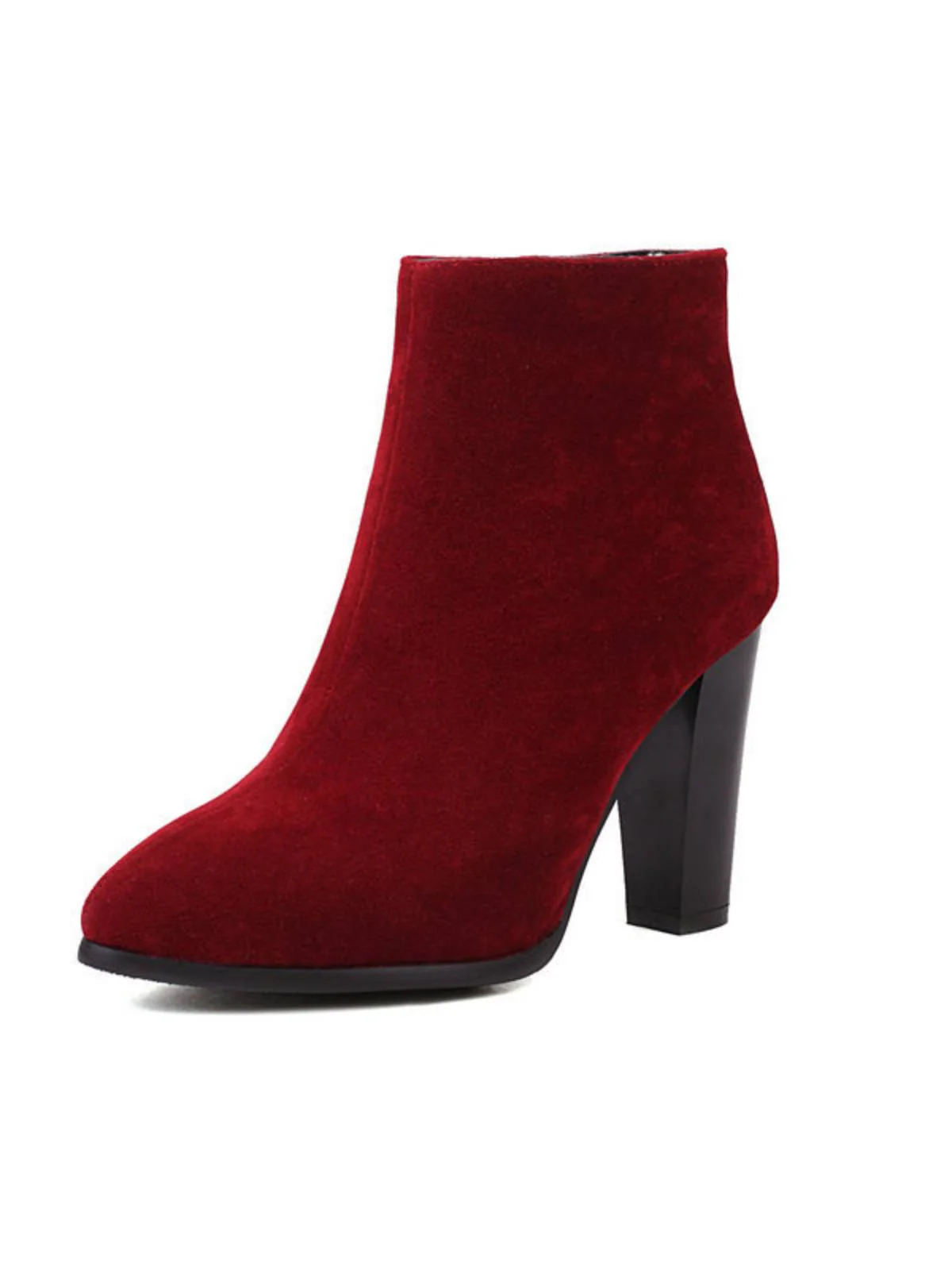 Retro Fleece Solid Color High Heel Boots - Image 3