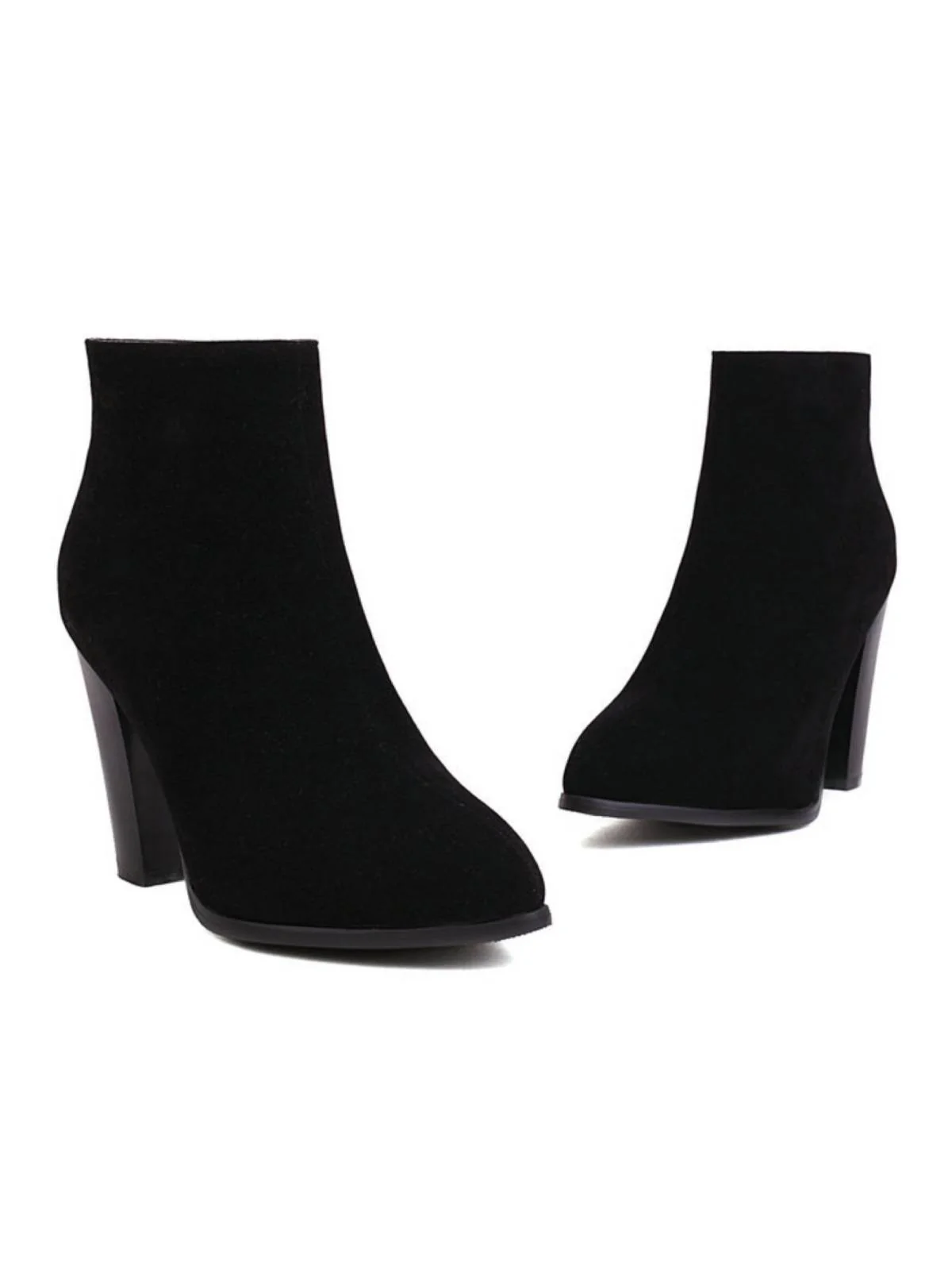 Retro Fleece Solid Color High Heel Boots - Image 4