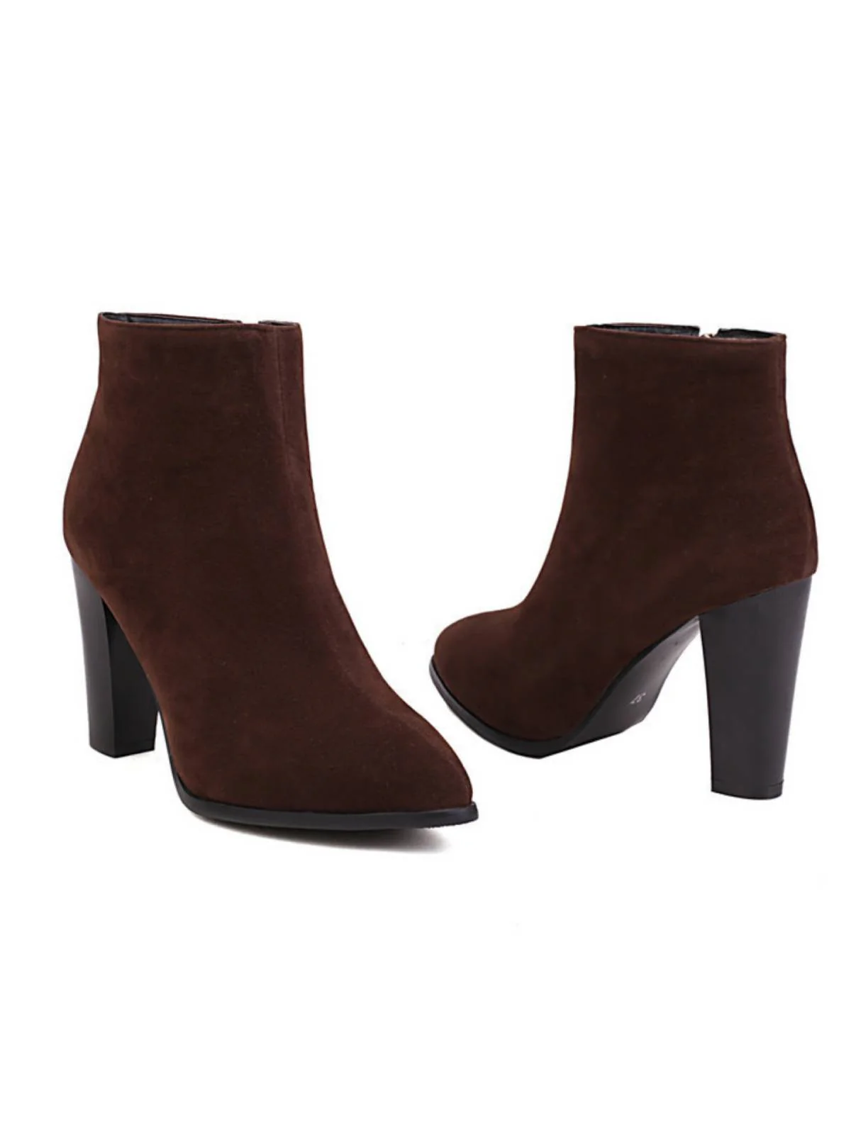 Retro Fleece Solid Color High Heel Boots - Image 6