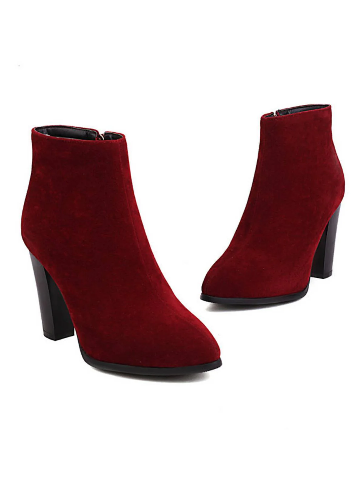 Retro Fleece Solid Color High Heel Boots - Image 9