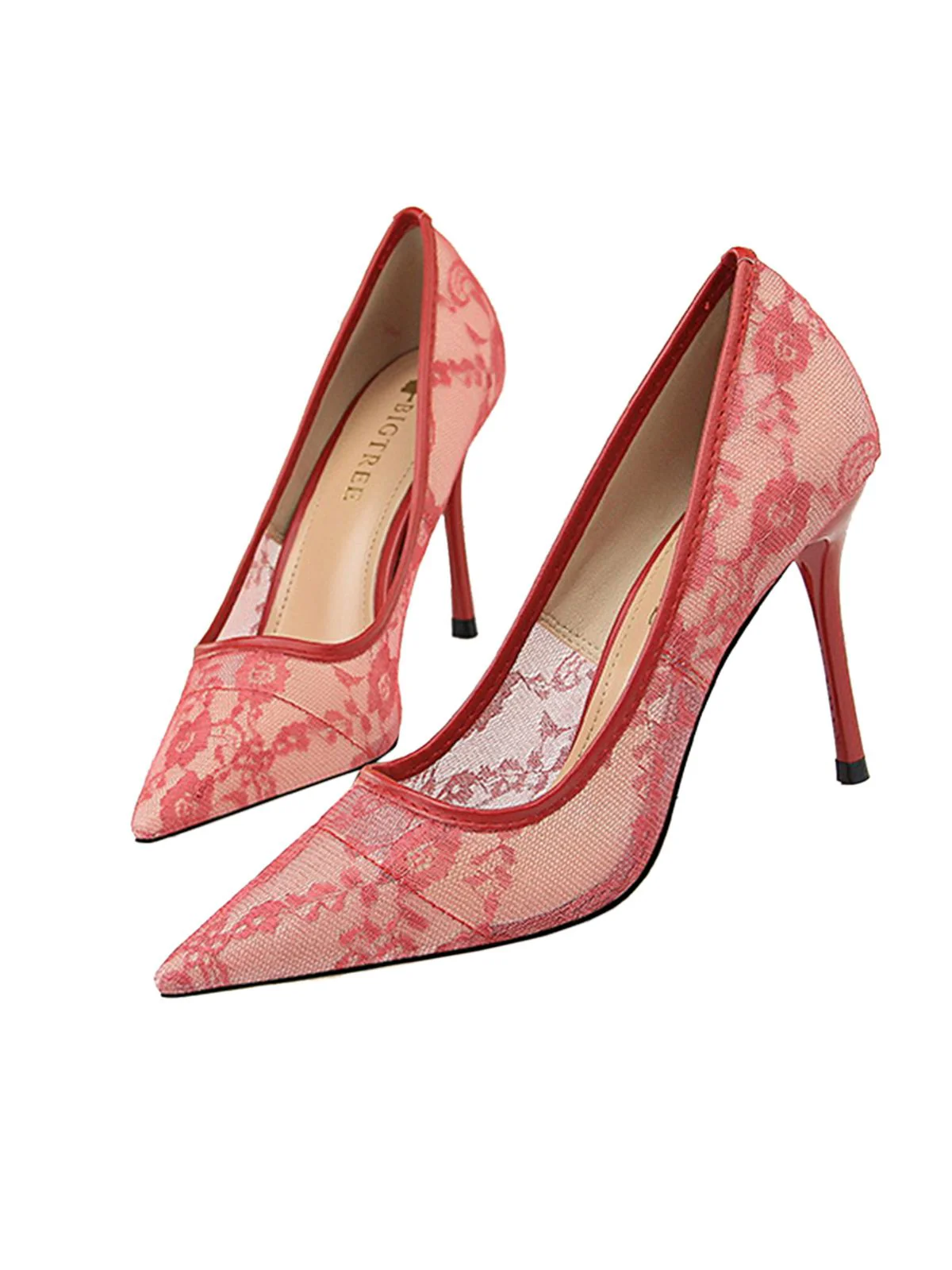 Retro Floral Solid Lace Pointed Shoes - Image 6